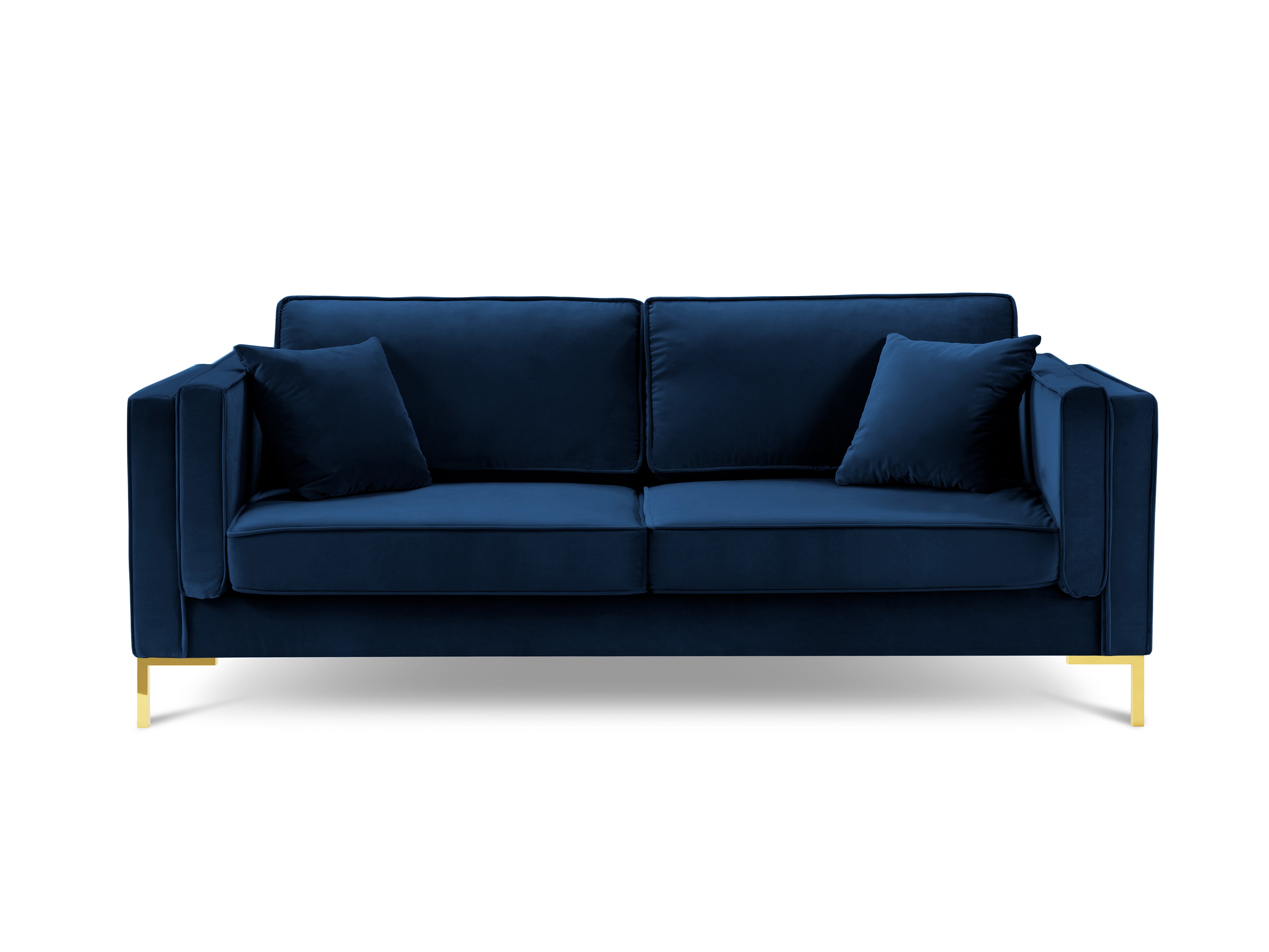 LUIS royal blue velvet 3-seater sofa with gold base