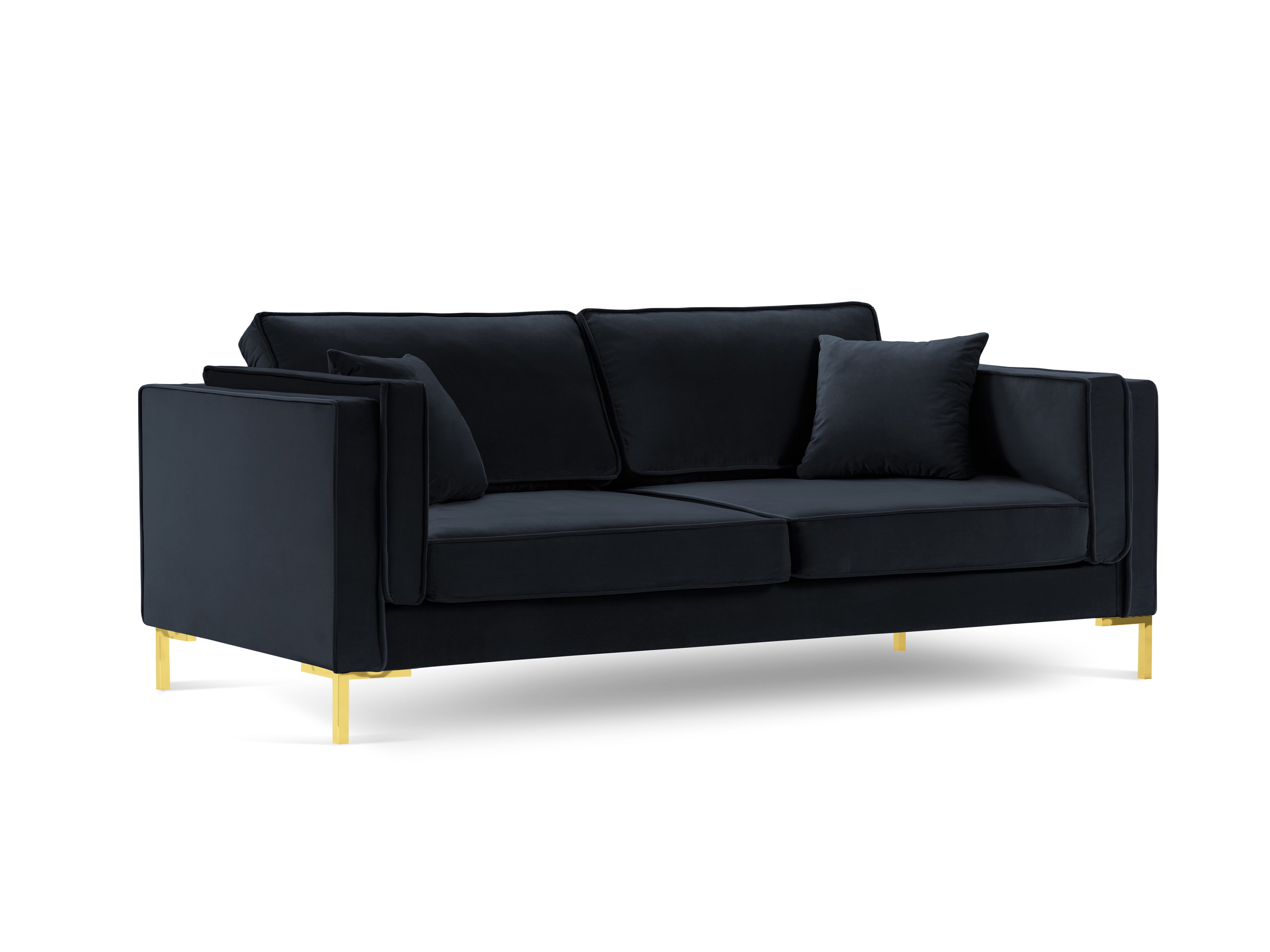LUIS dark blue velvet 3-seater sofa with gold base
