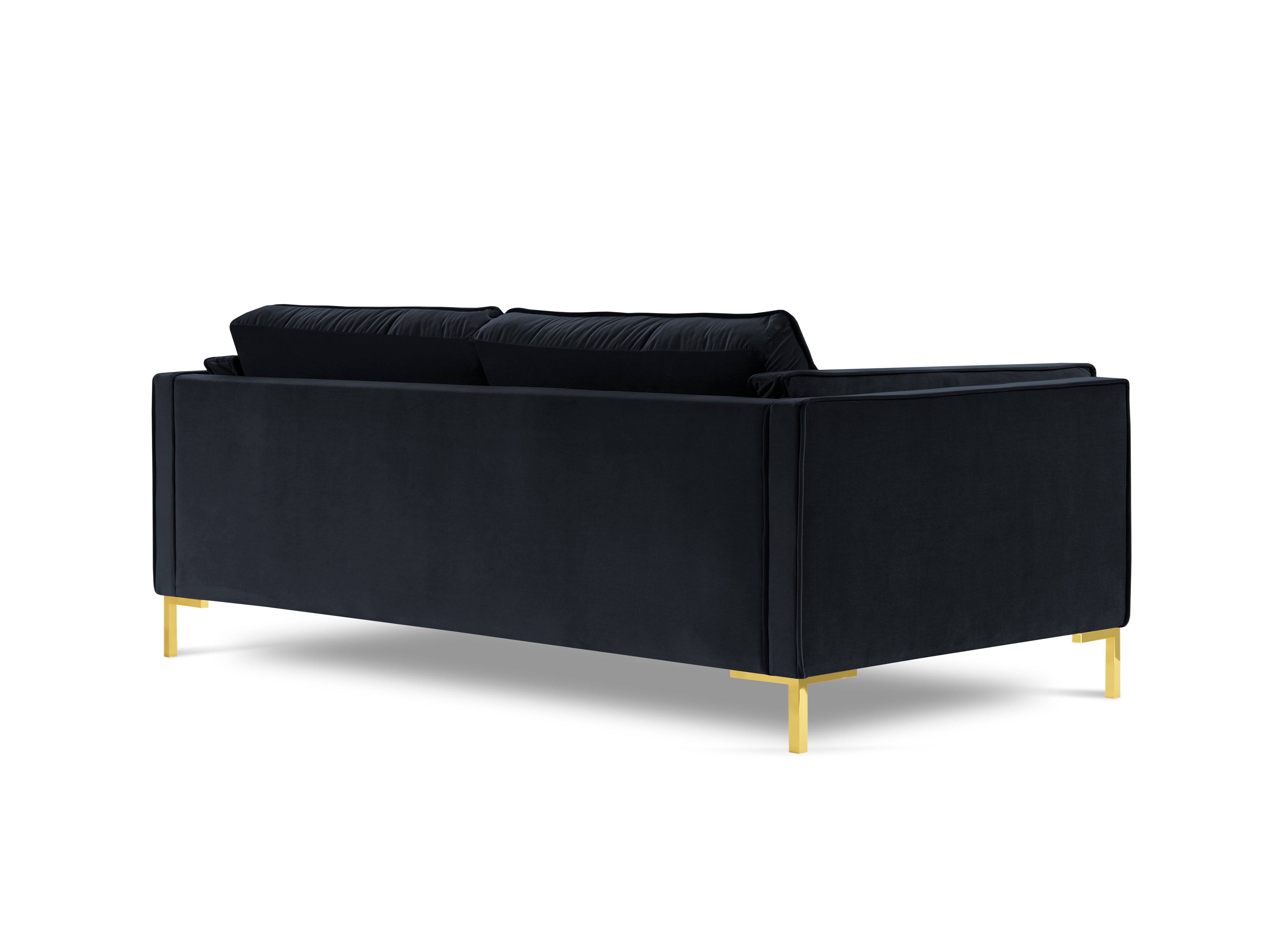 LUIS dark blue velvet 4-seater sofa with gold base