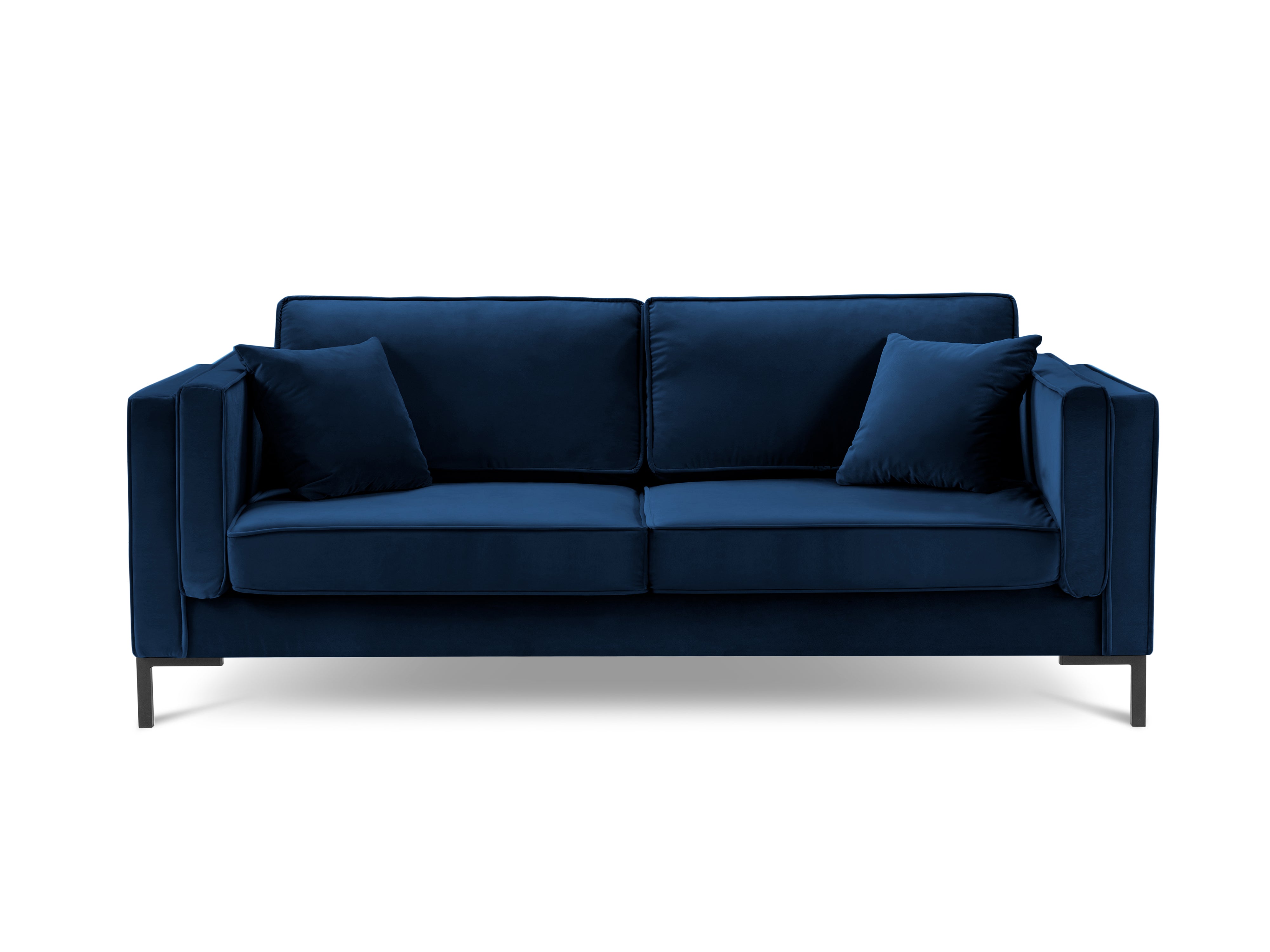 LUIS royal blue velvet 4-seater sofa with black base