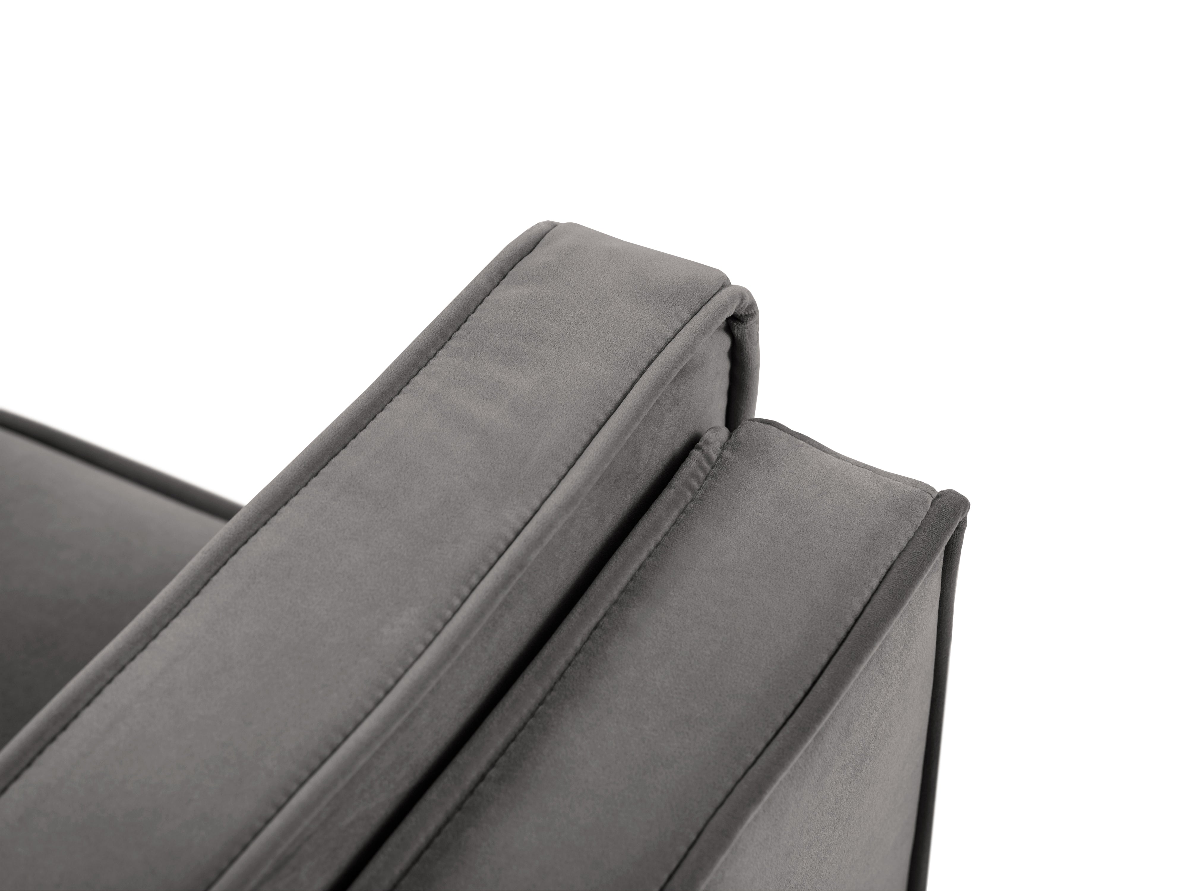 LUIS light grey velvet 4-seater sofa with black base