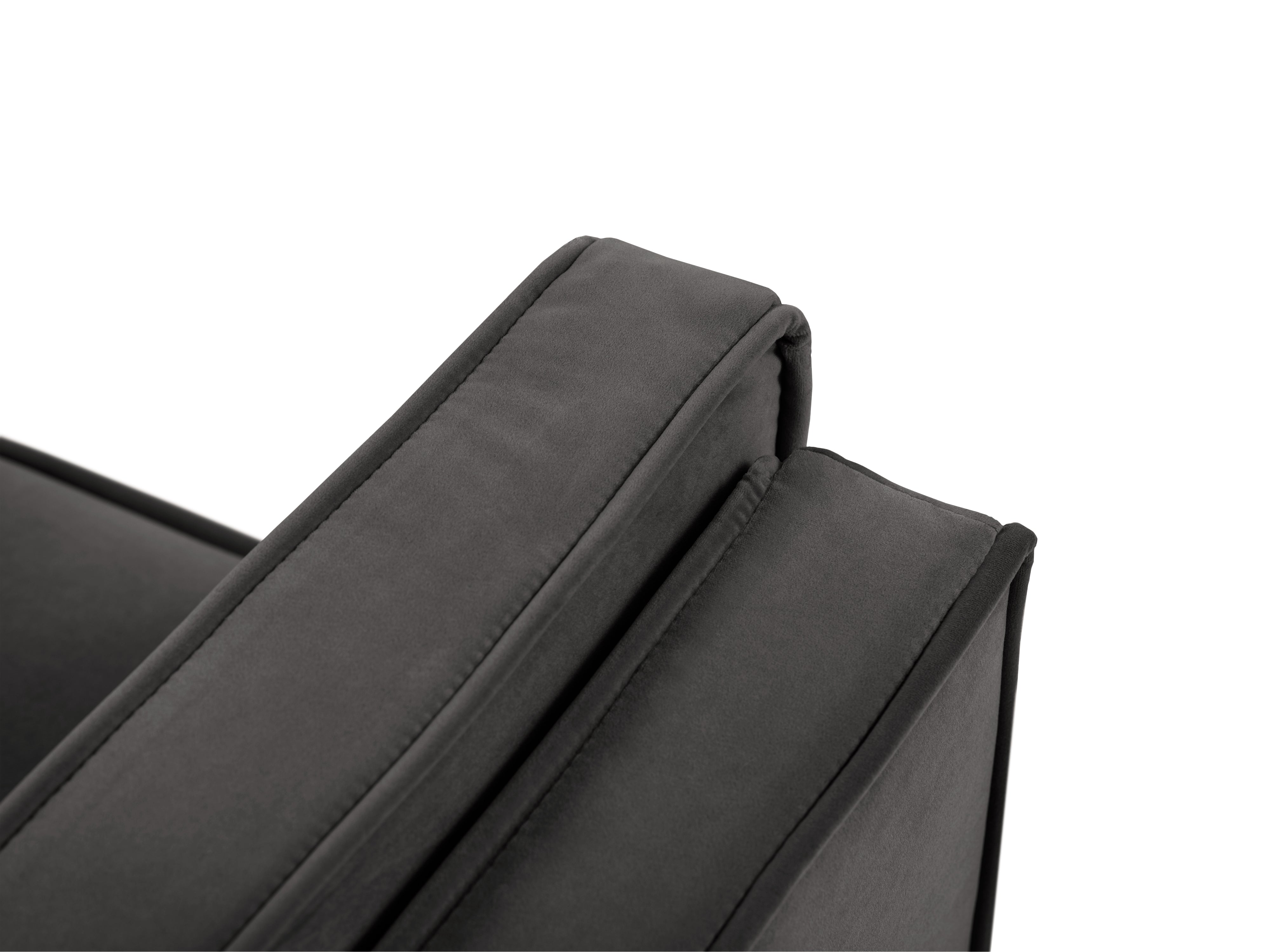 LUIS dark grey velvet 4-seater sofa with black base