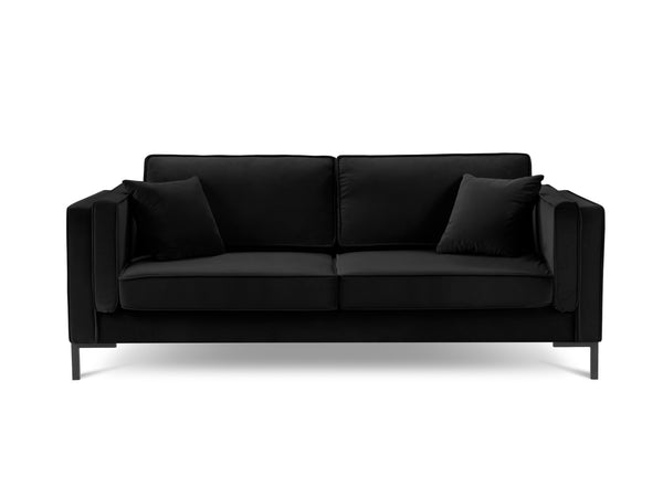 LUIS black velvet 4-seater sofa with black base