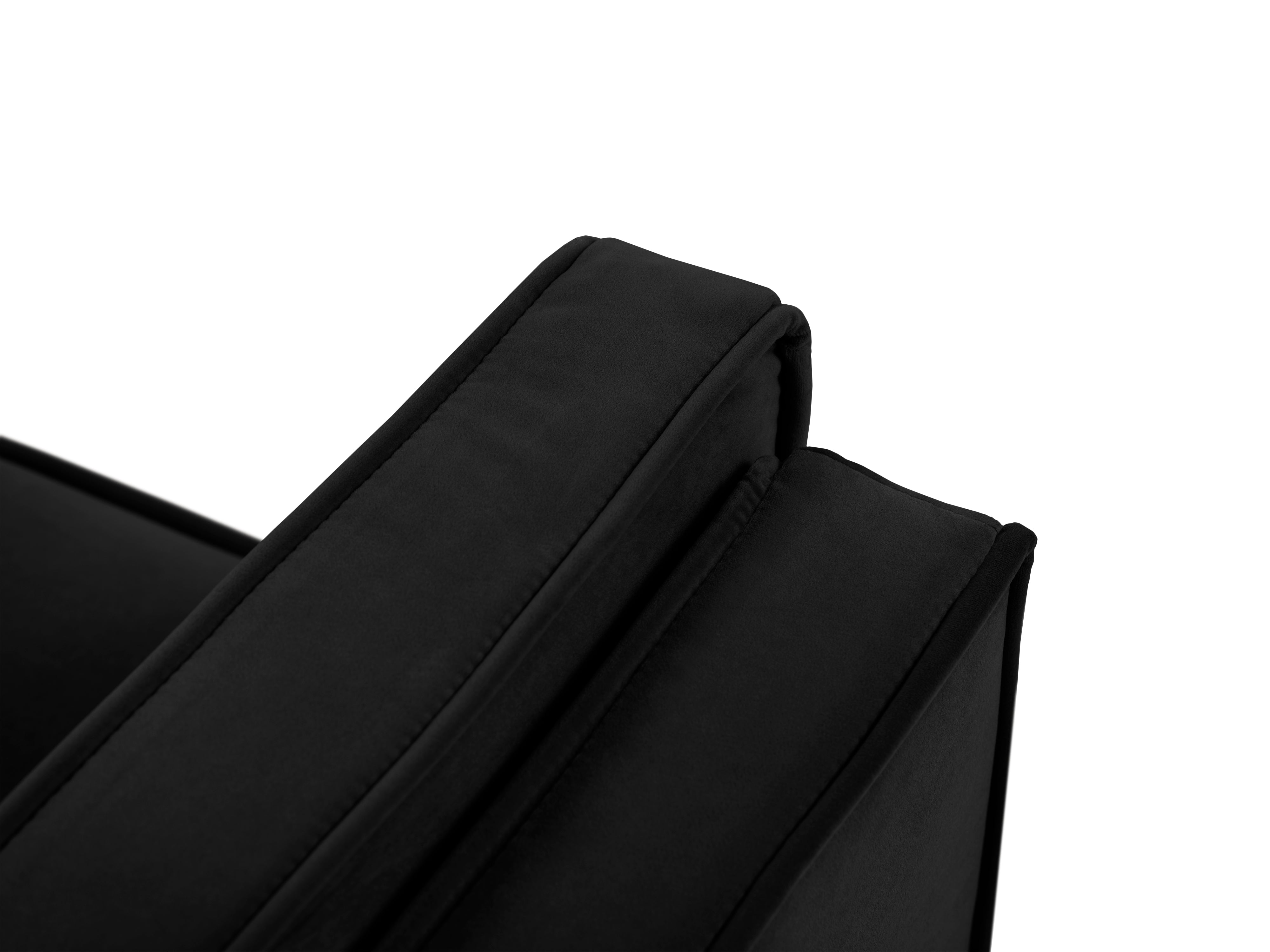 LUIS black velvet 4-seater sofa with black base