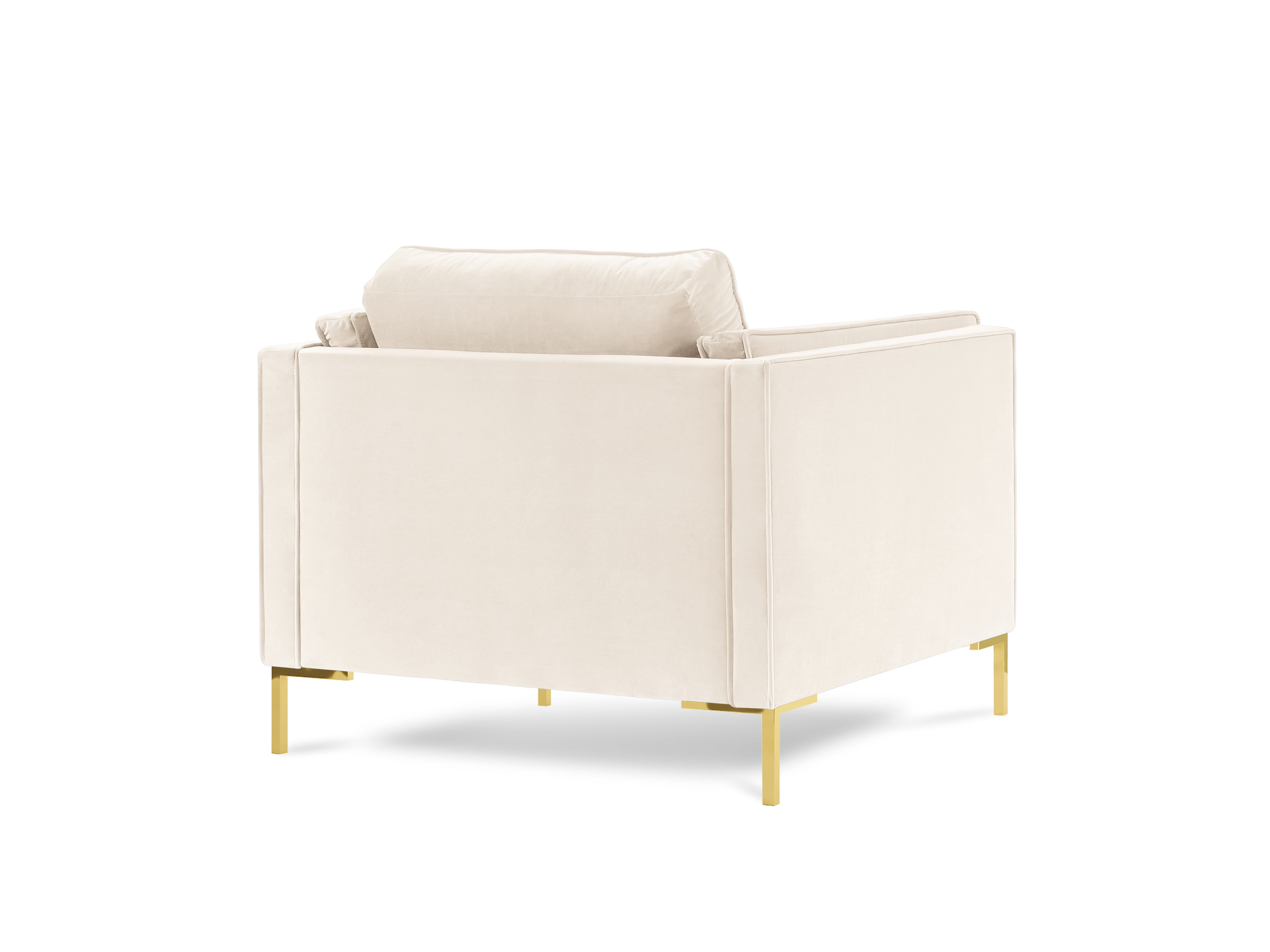 LUIS beige velvet armchair with gold base