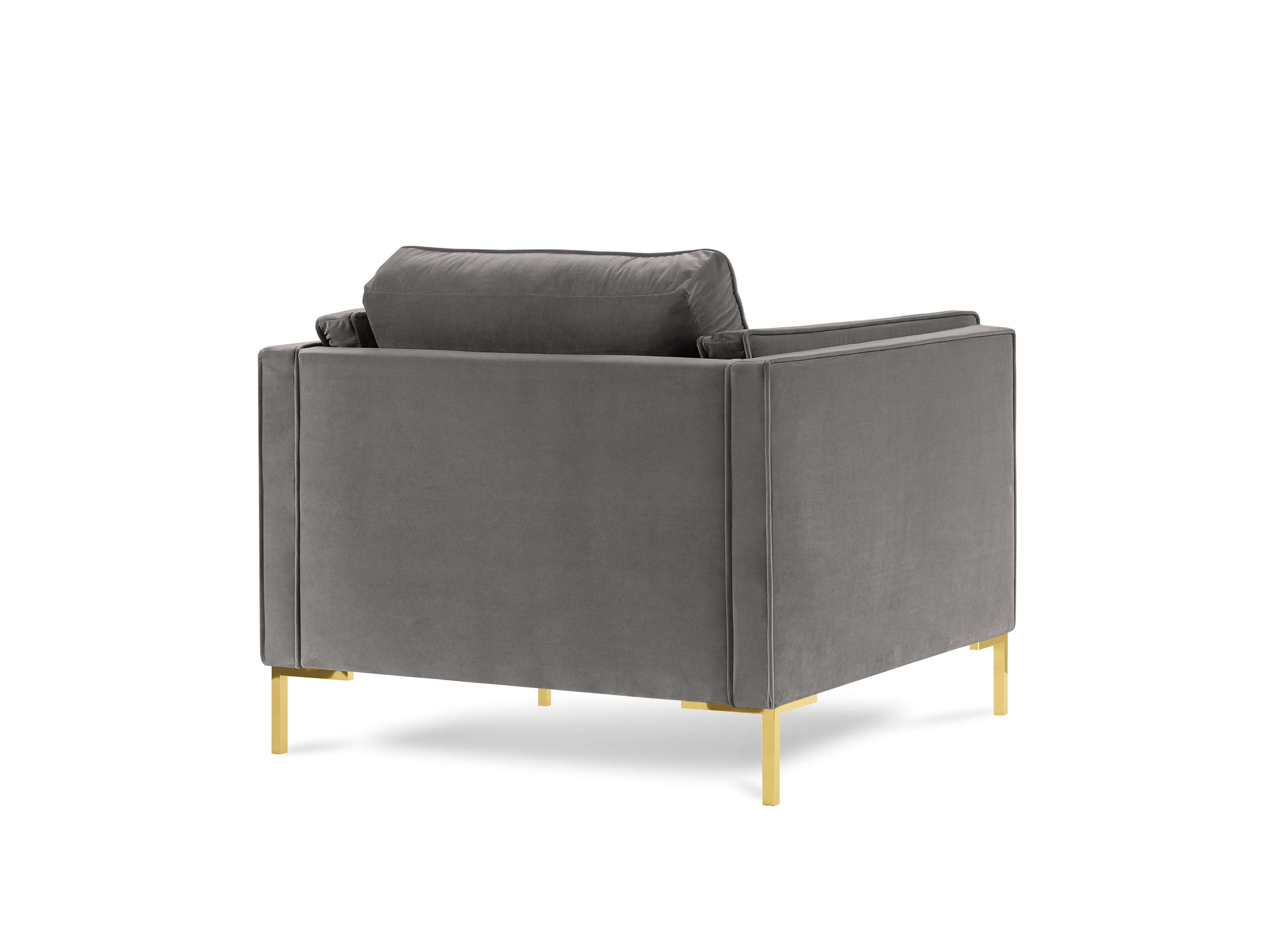 LUIS light grey velvet armchair with gold base