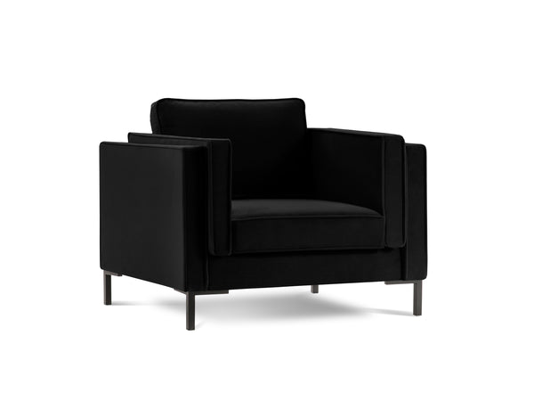 LUIS black velvet armchair with black base