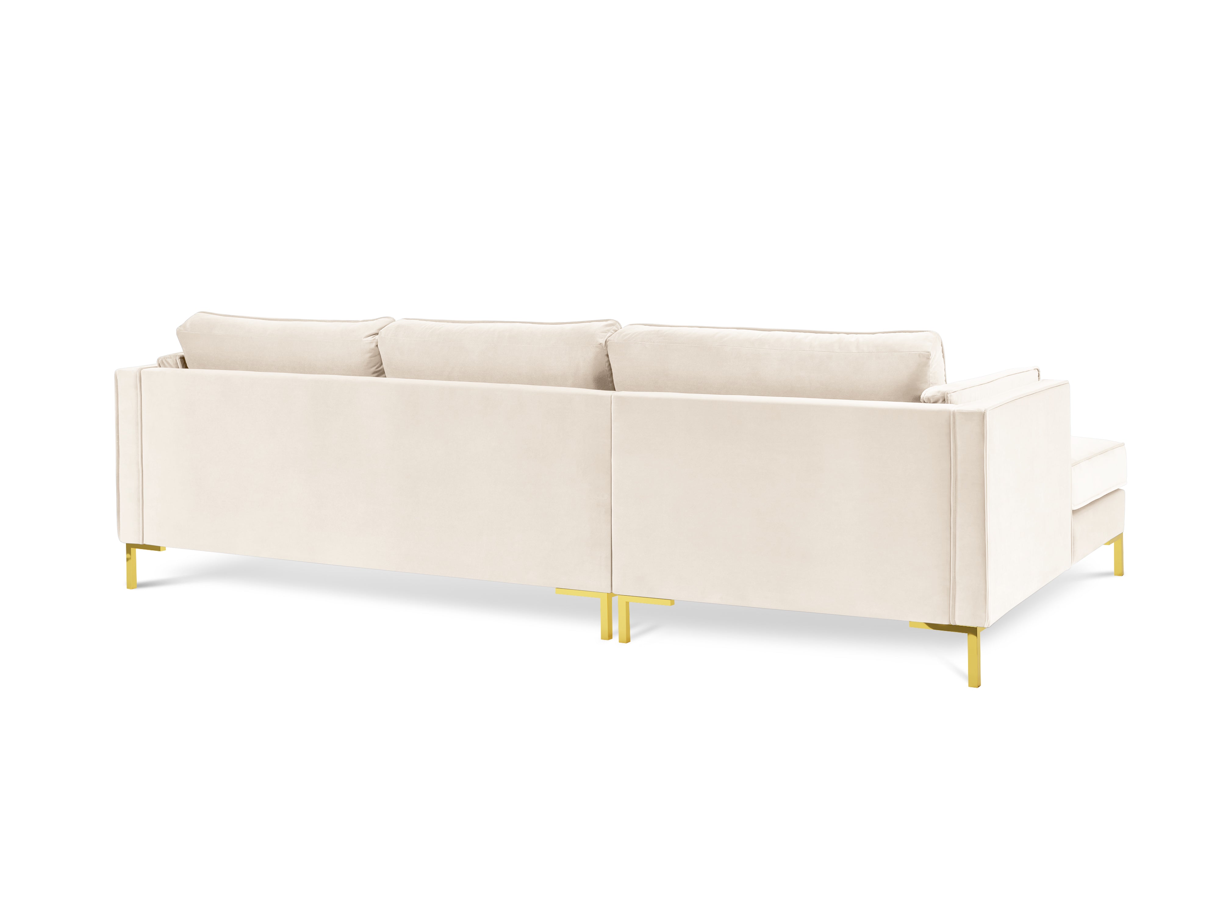 LUIS beige velvet left-hand corner sofa with gold base