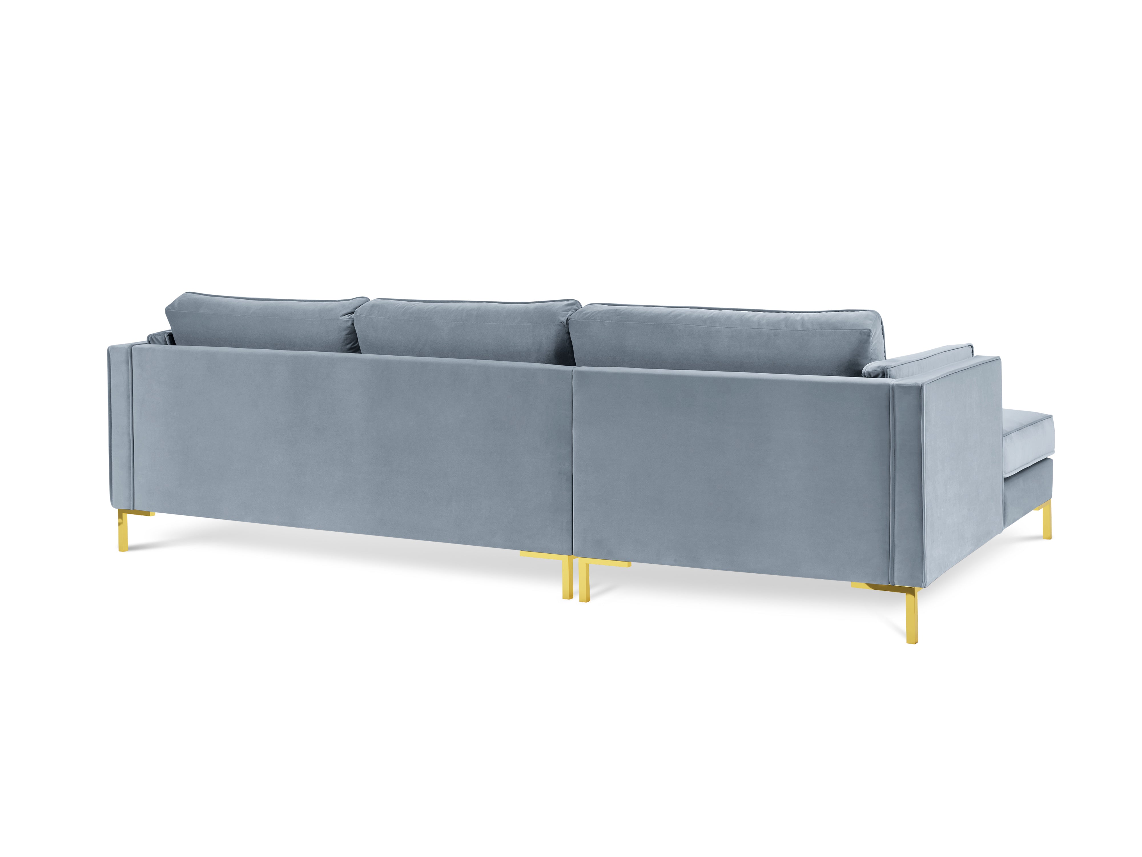 LUIS light blue velvet left-hand corner sofa with gold base