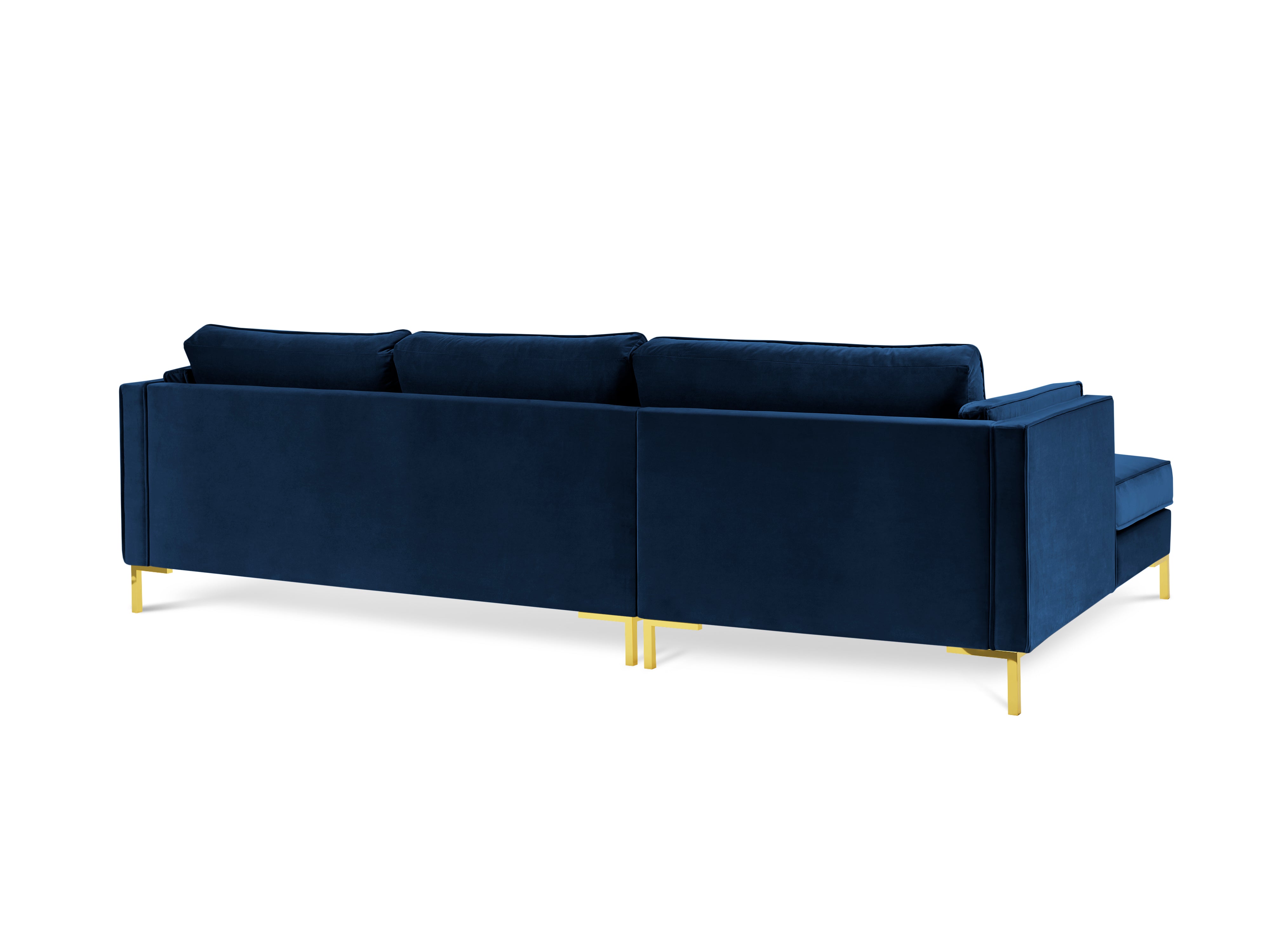 LUIS royal blue velvet left-hand corner sofa with gold base