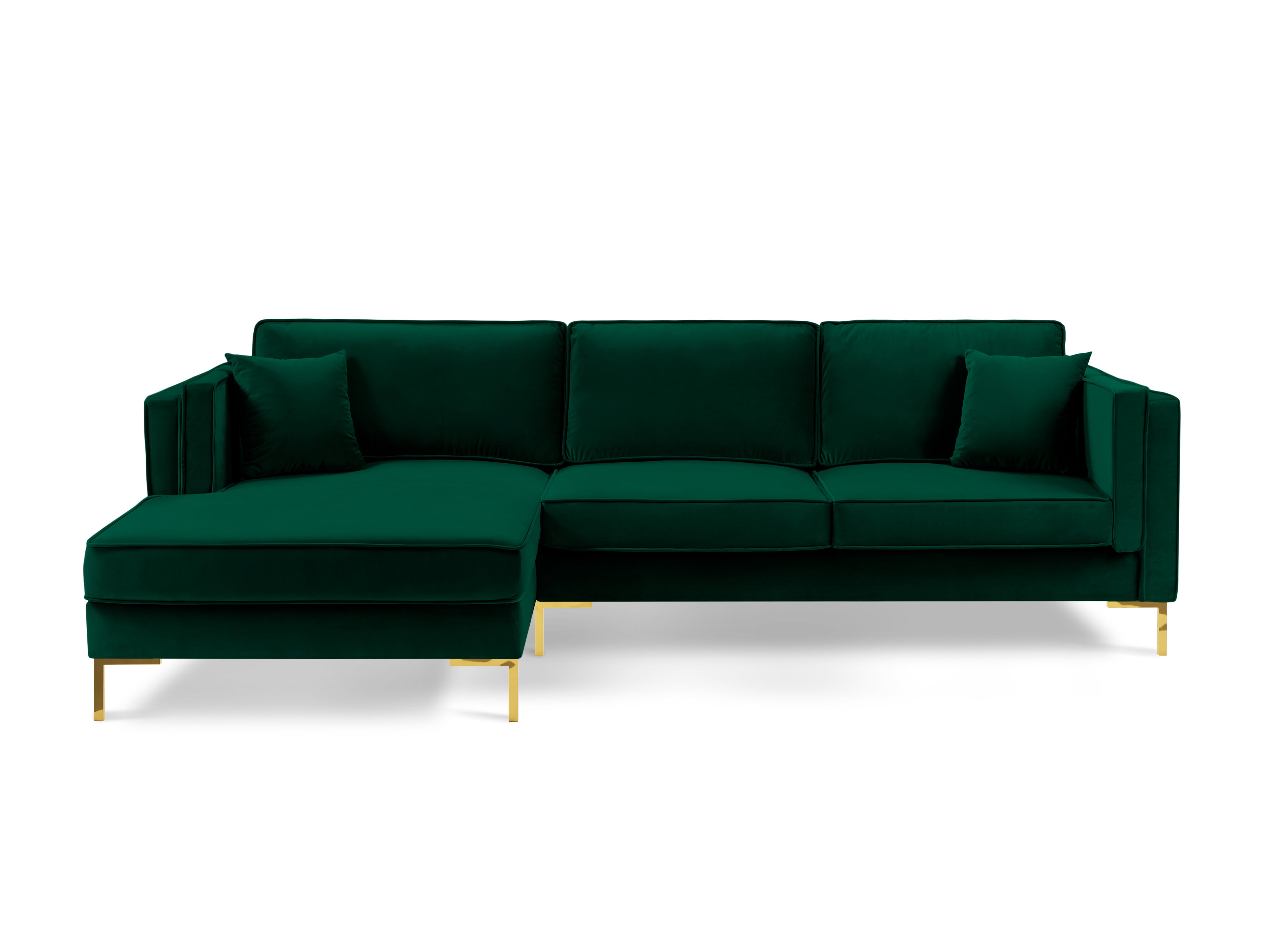 LUIS bottle green velvet left-hand corner sofa with gold base