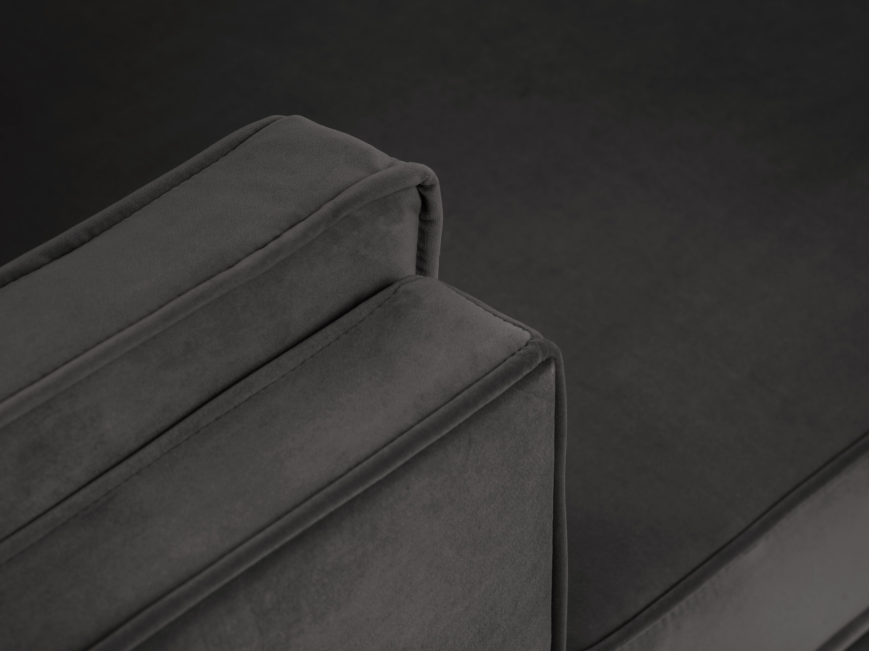 LUIS dark grey velvet left-hand corner sofa with gold base