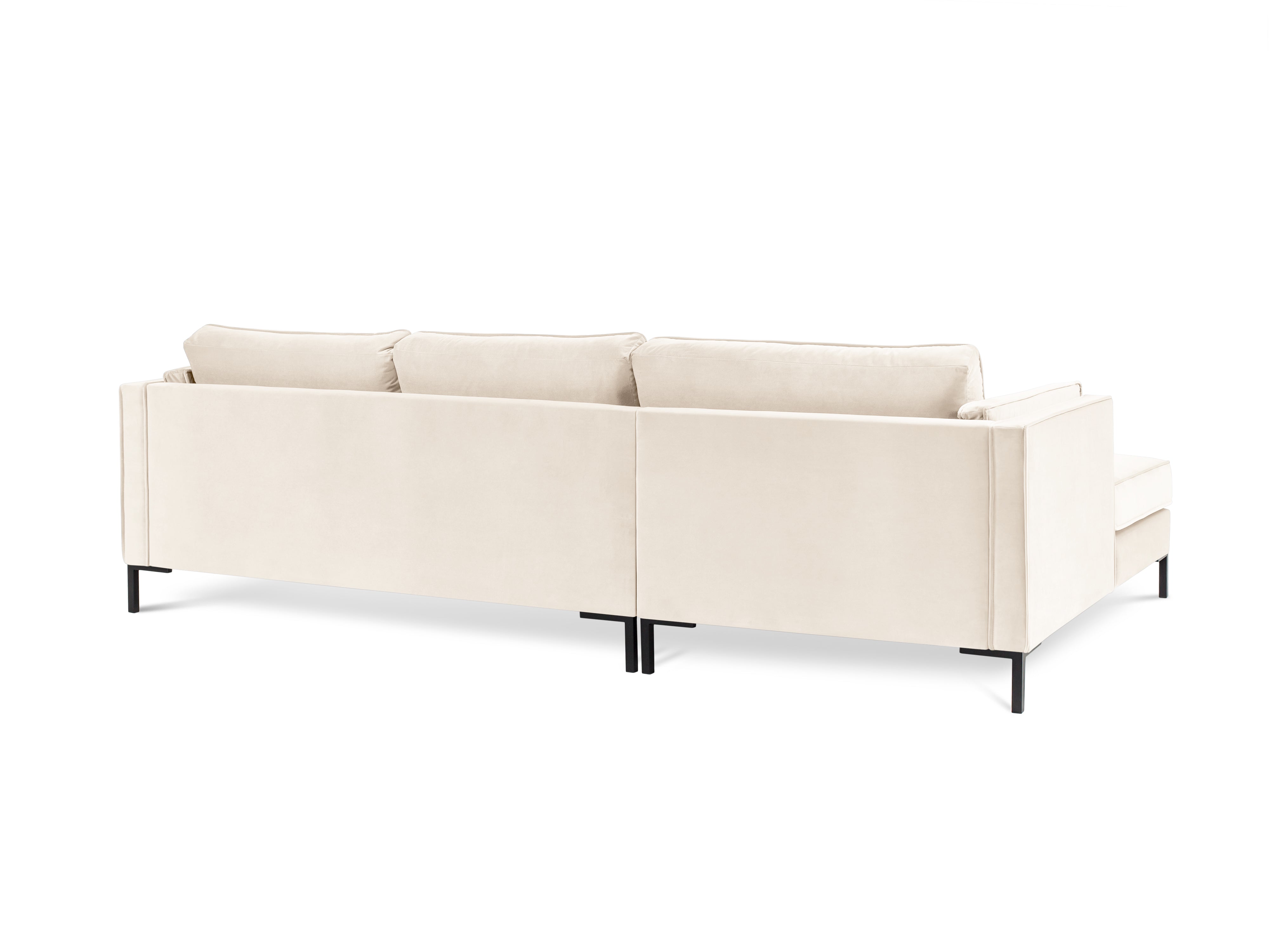LUIS beige velvet left-hand corner sofa with black base