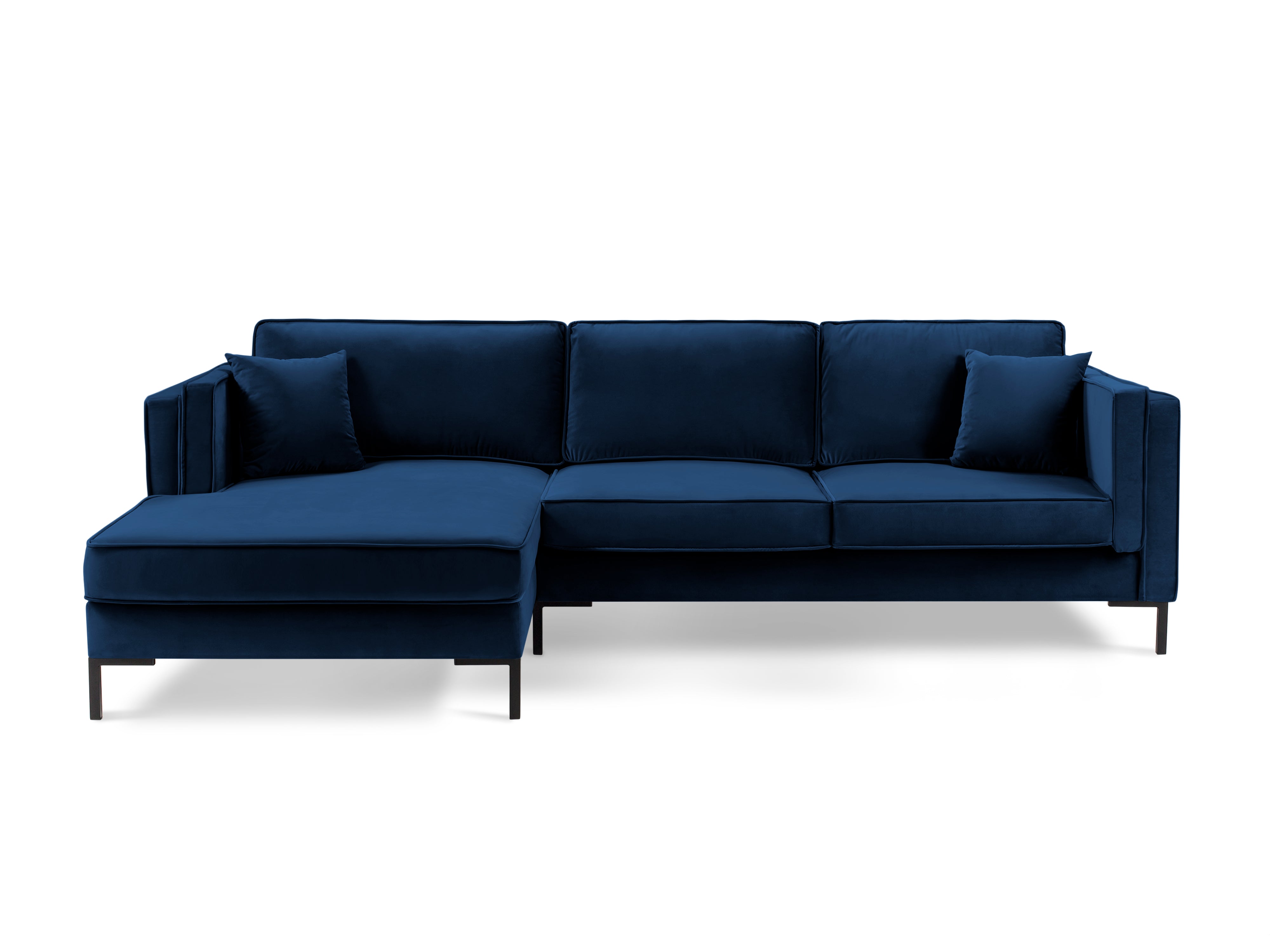 LUIS royal blue velvet left-hand corner sofa with black base