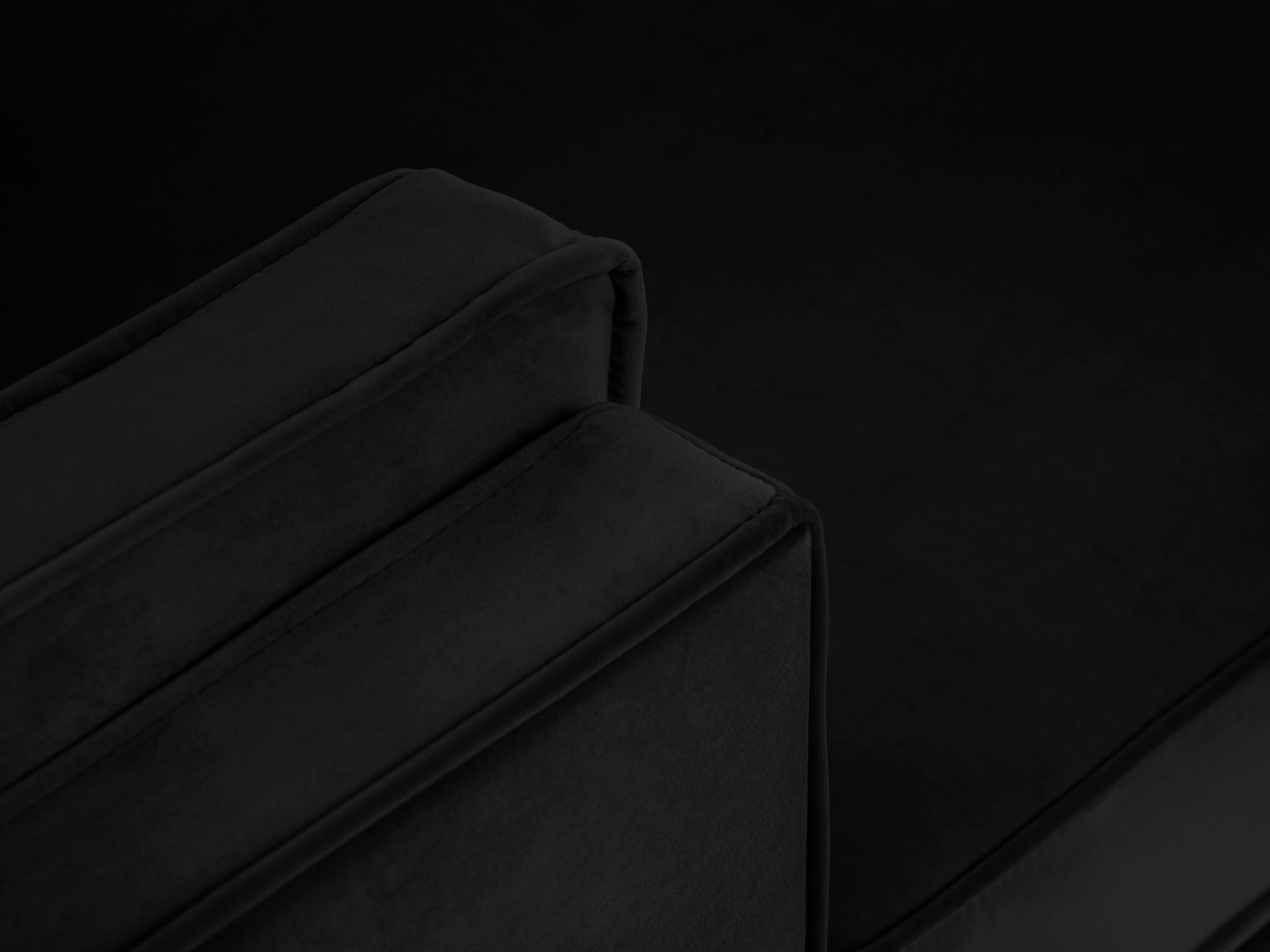 LUIS black velvet left-hand corner sofa with black base