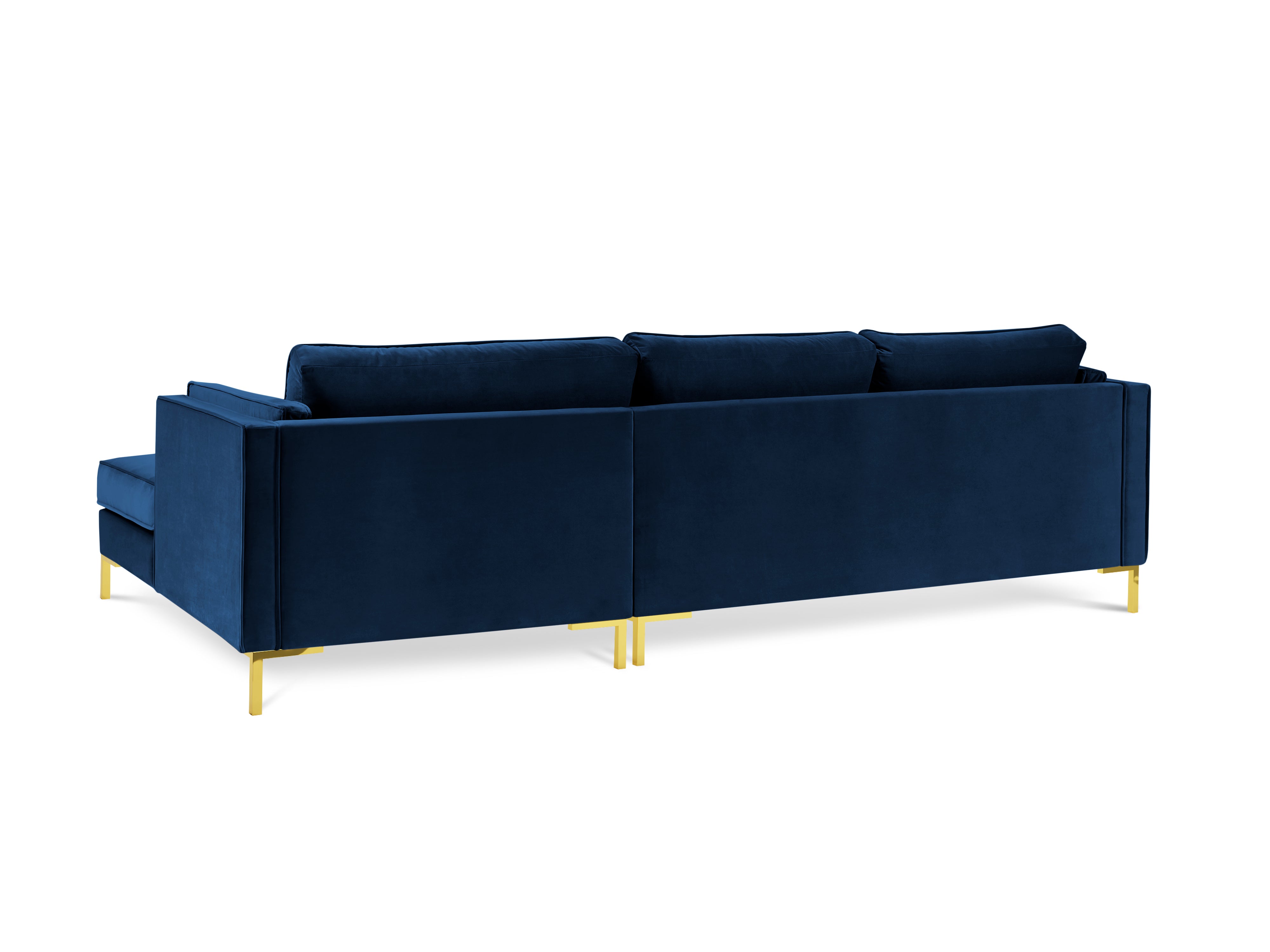LUIS royal blue velvet right-hand corner sofa with gold base