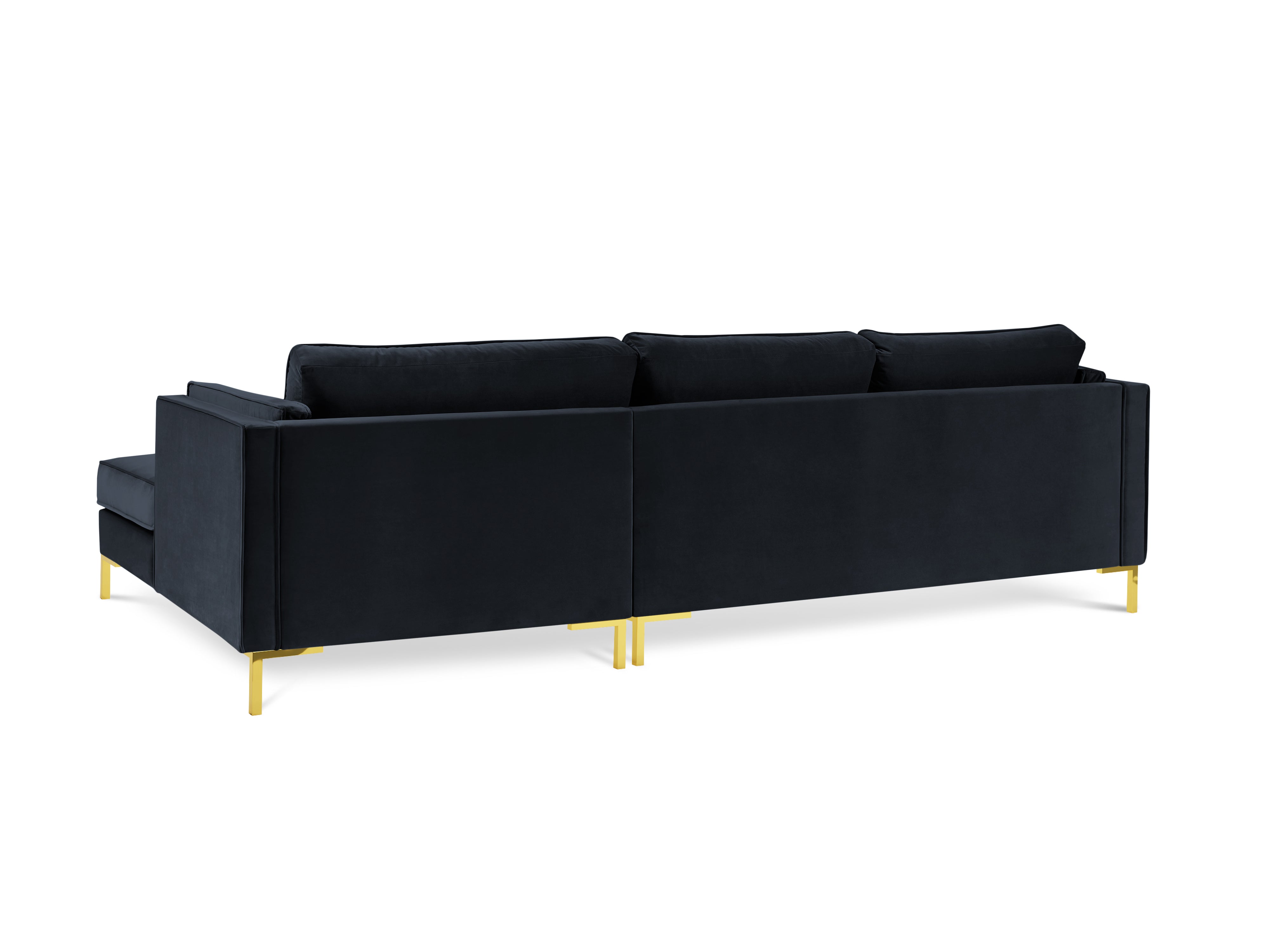 LUIS dark blue velvet right-hand corner sofa with gold base