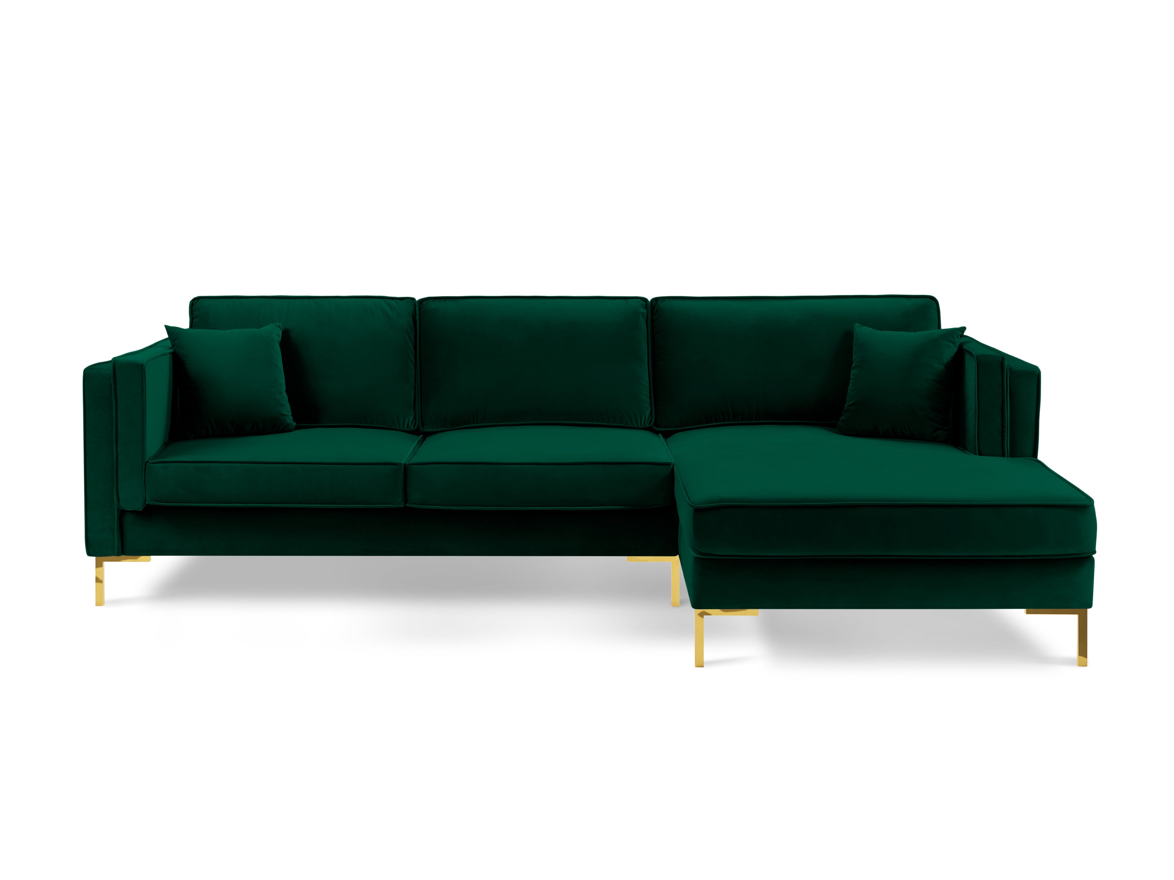 LUIS bottle green velvet right-hand corner sofa with gold base