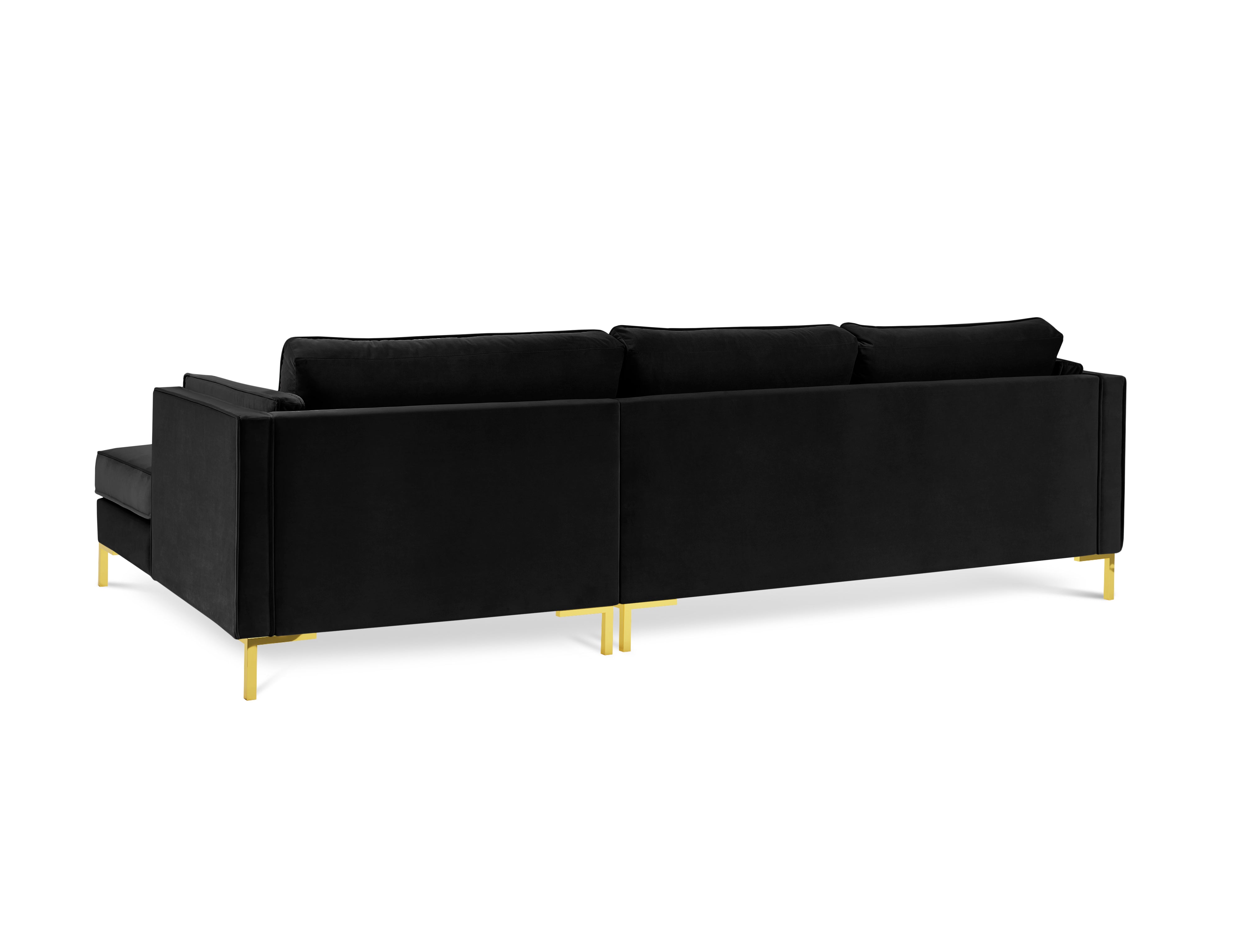 LUIS black velvet right-hand corner sofa with gold base
