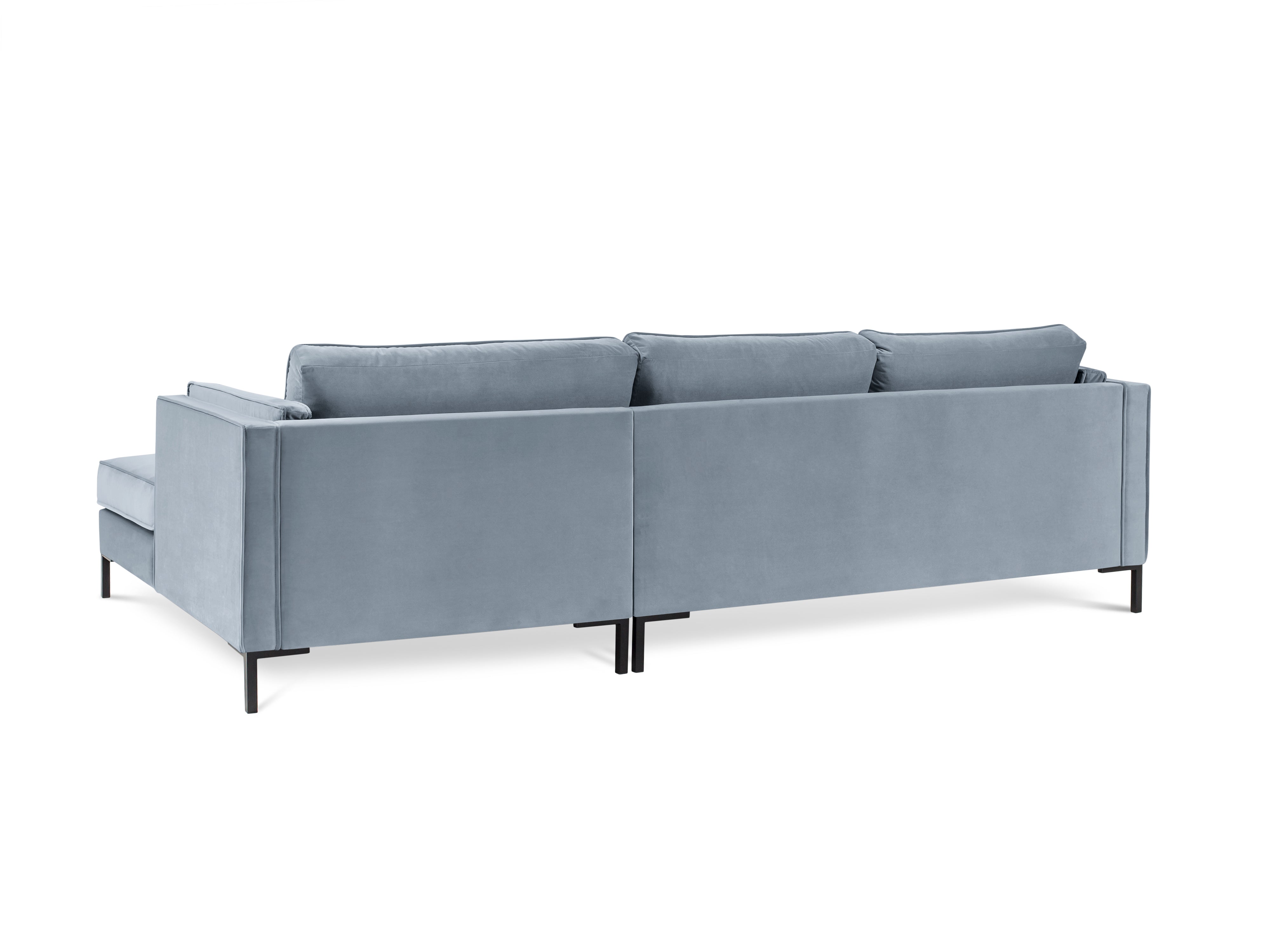 LUIS light blue velvet right-hand corner sofa with black base
