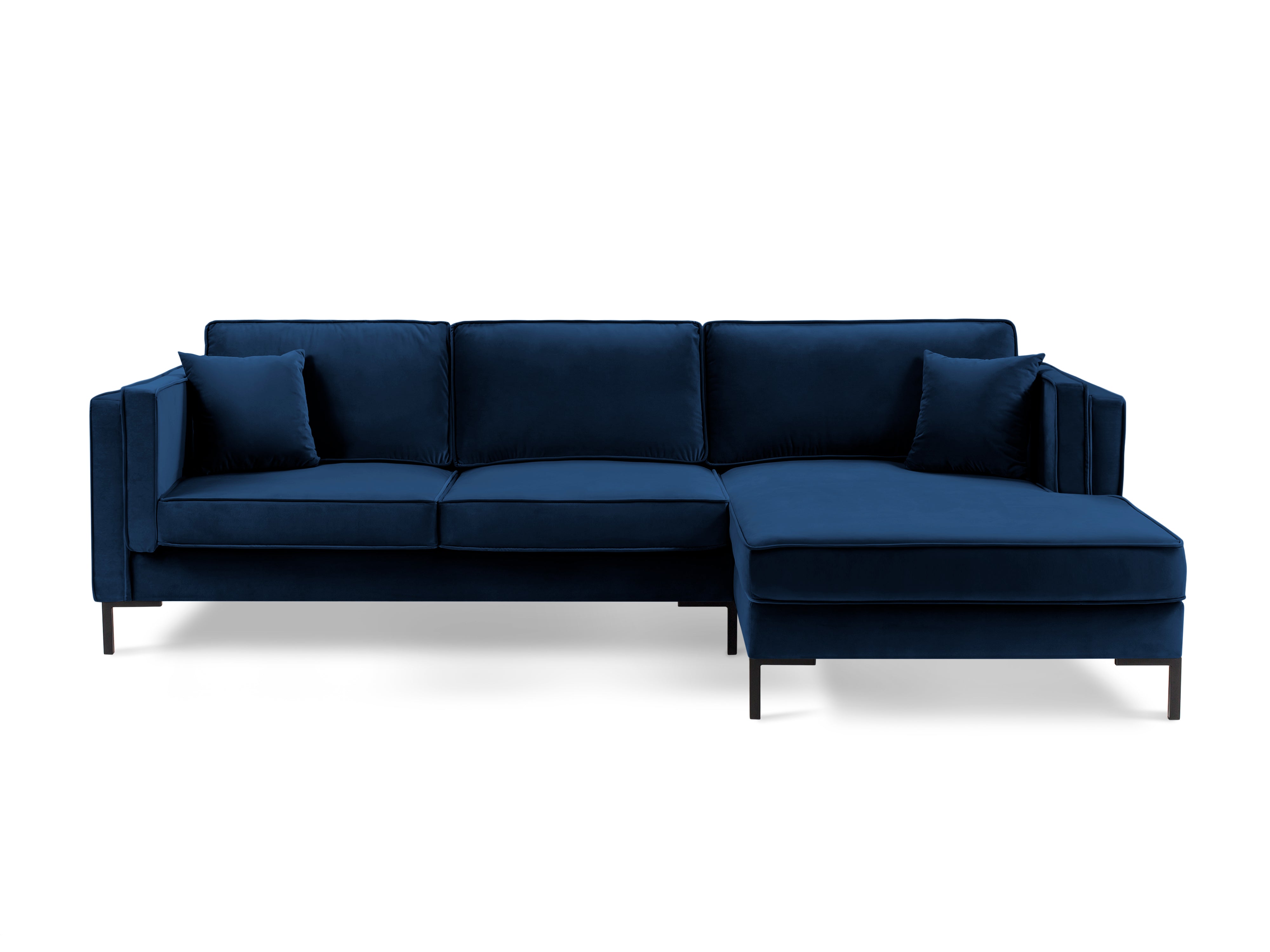 LUIS royal blue velvet right-hand corner sofa with black base