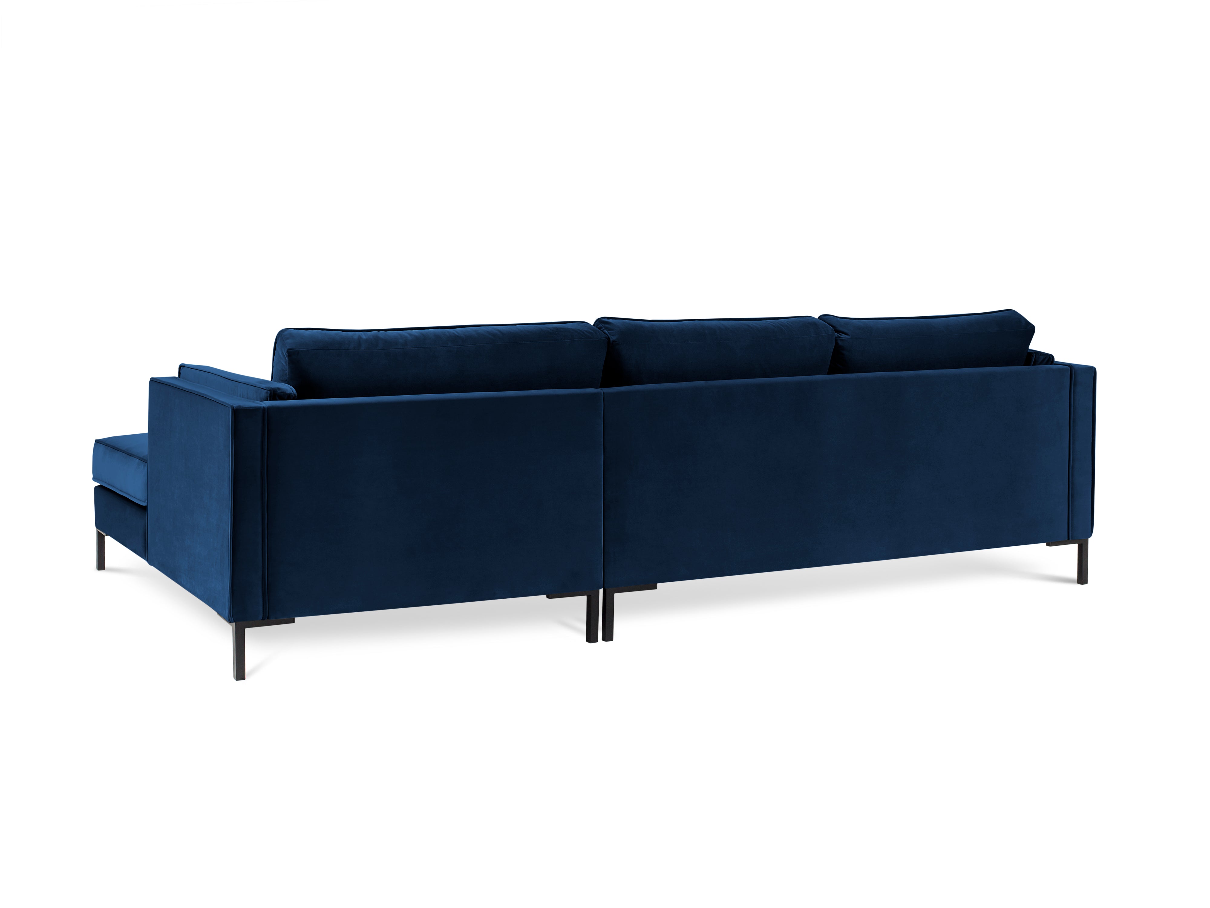 LUIS royal blue velvet right-hand corner sofa with black base
