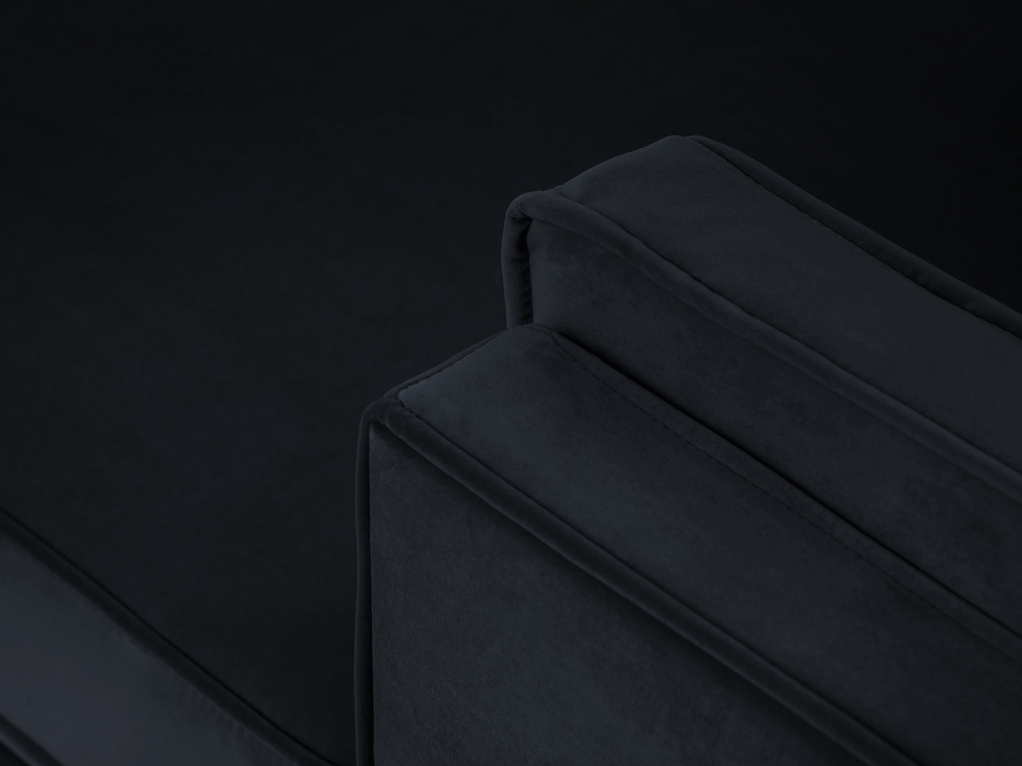 LUIS dark blue velvet right-hand corner sofa with black base