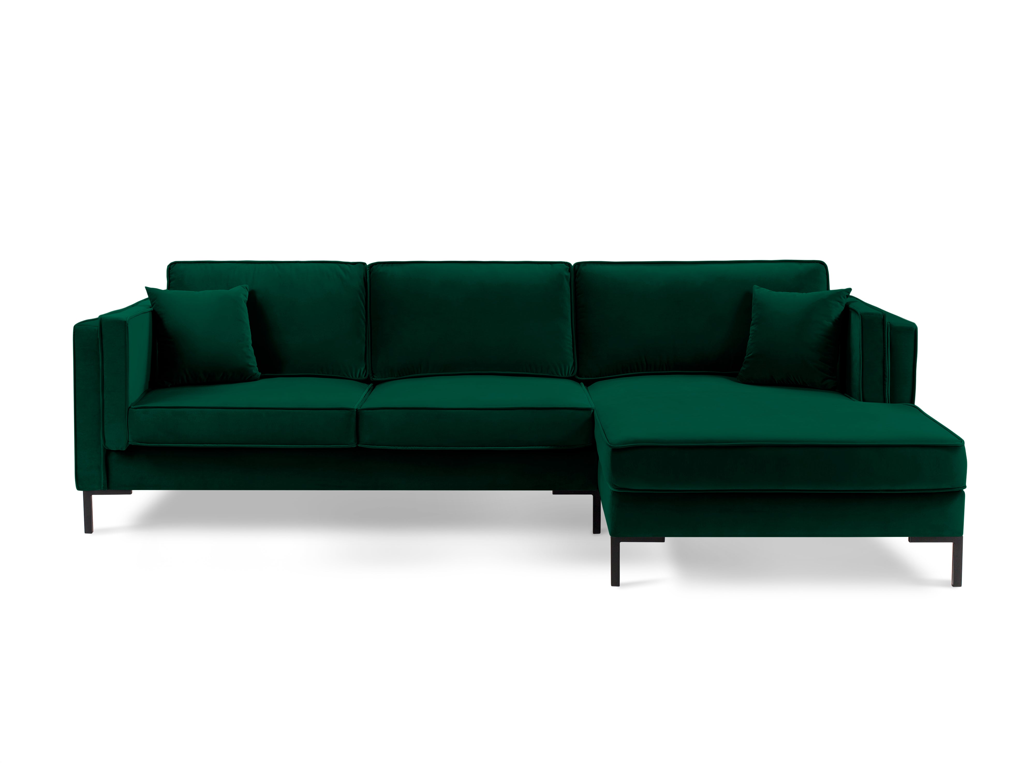 LUIS bottle green velvet right-hand corner sofa with black base