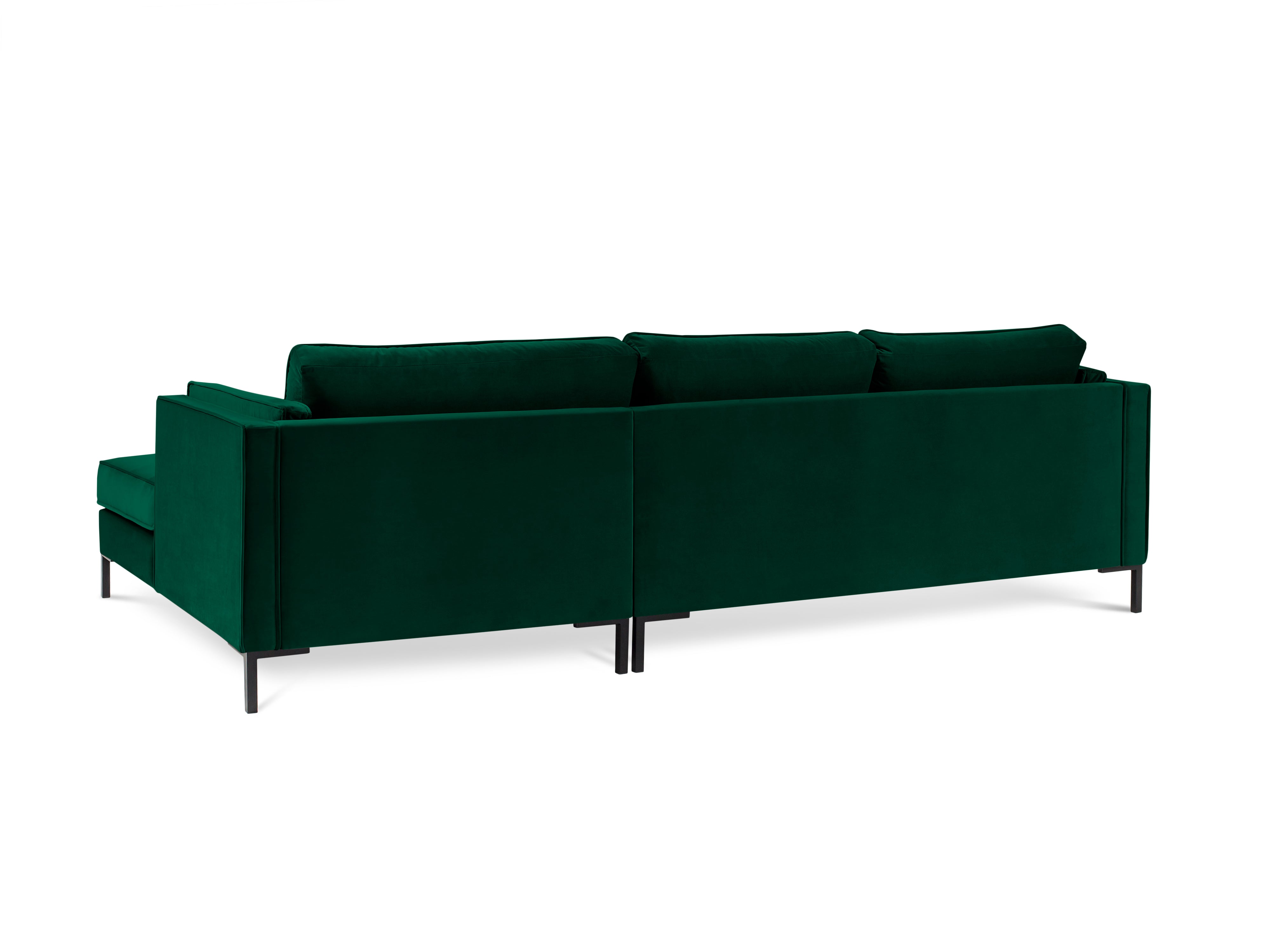 LUIS bottle green velvet right-hand corner sofa with black base