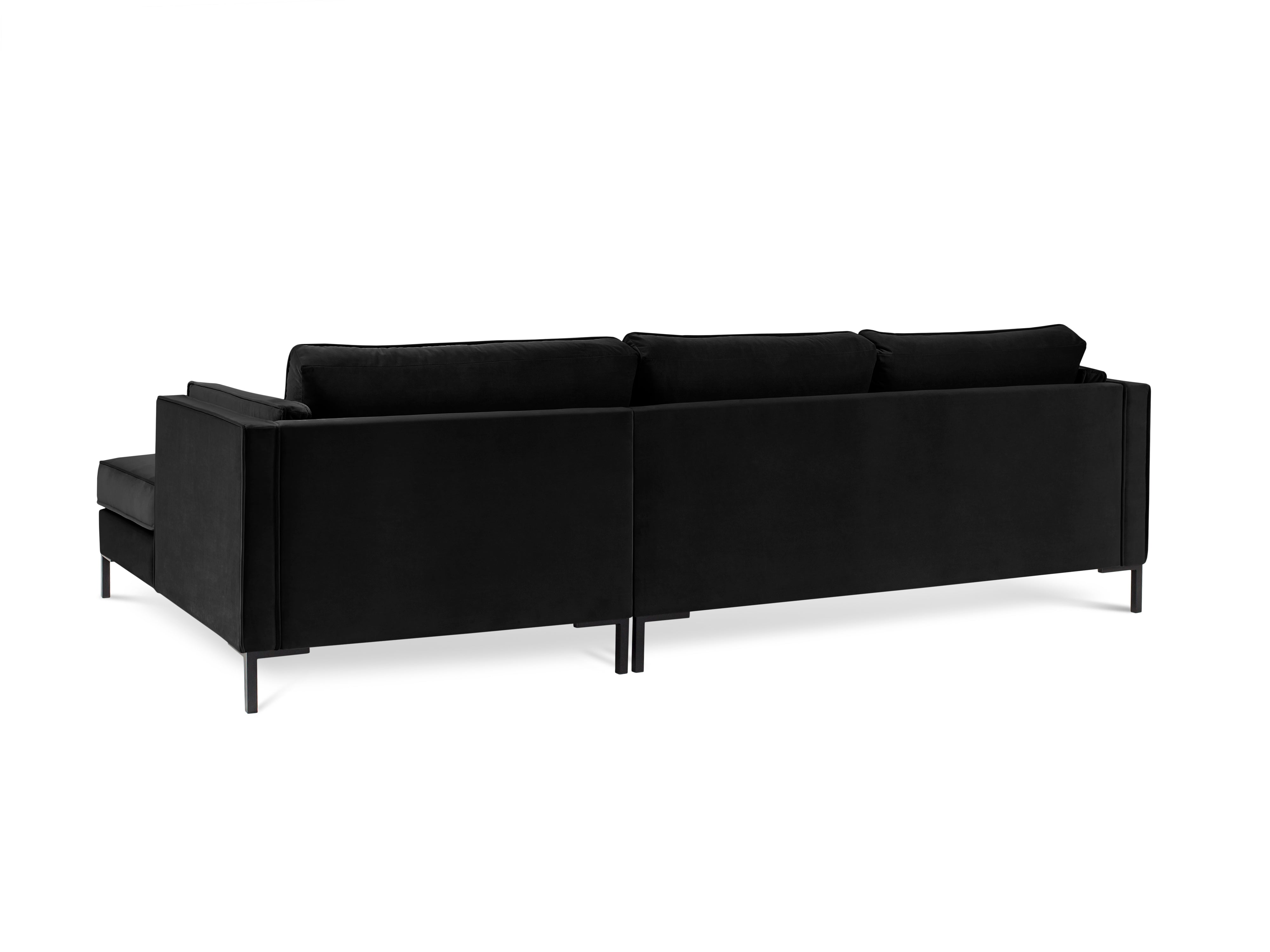 LUIS black velvet right-hand corner sofa with black base