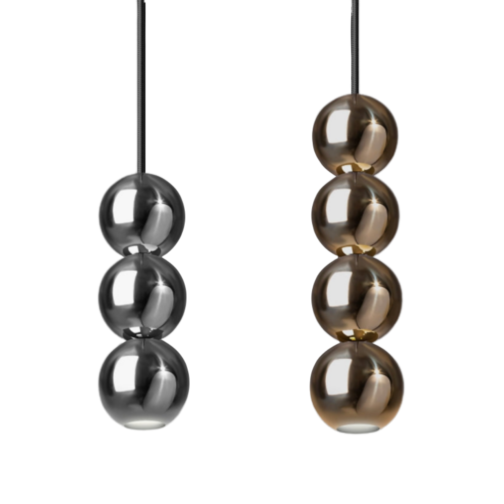 The pendant pain lamp was made of polished brass or stainless steel. The ability to choose the number of balls, making the height modify, meet everyone's expectations. It will be perfect in both modern, as well as loft and industrial spaces, introducing some revival to them. Lighting headliner makes the whole look very consistent.