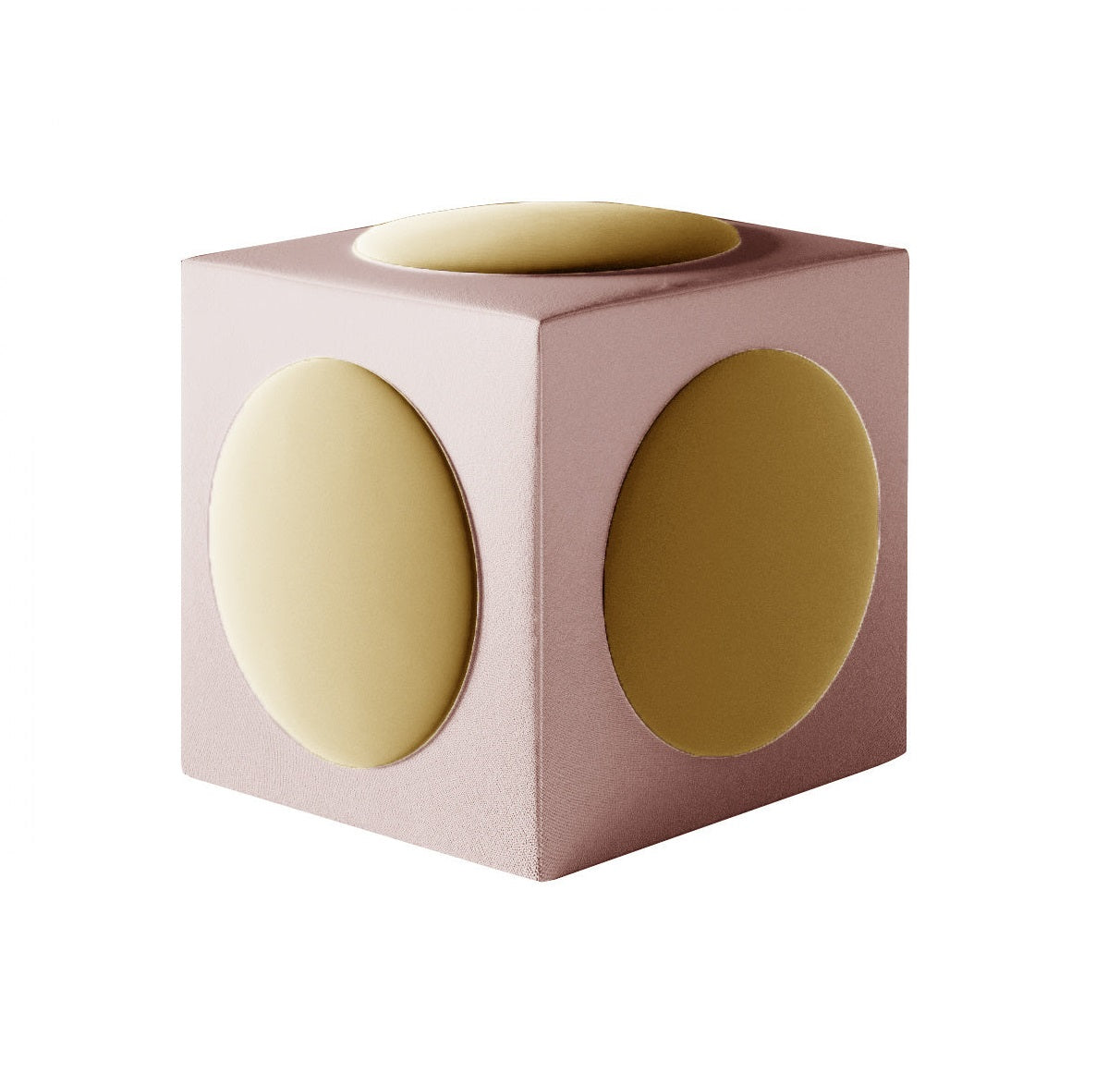 CACKO pouffe yellow with pink