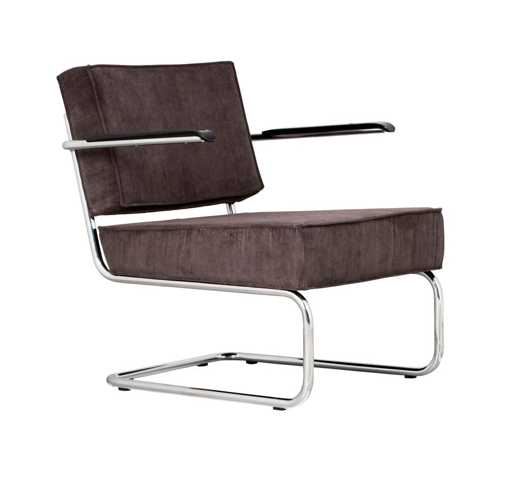 RIDGE RIB ARM lounge chair dark grey, Zuiver, Eye on Design
