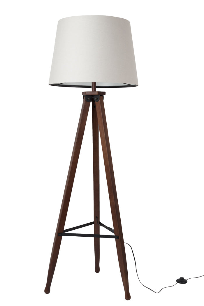 The RIF floor lamp is a classic and stylish lamp on three legs. A perfect combination of details and proportions. Perfectly combined the base made of rubber wood and cotton lampshade. The lampshade softens the light by adding heat to it, but leaving the functionality of the lighting lamp.