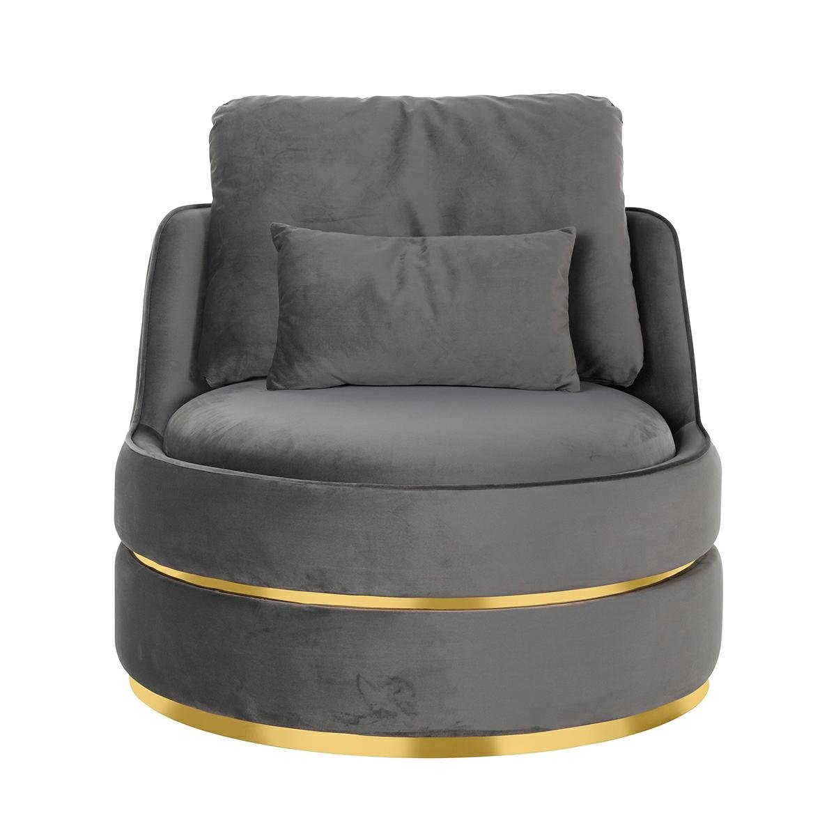 Kylie is a unique combination of convenience with an exclusive look in the glamor style. Two velor pillows increase the comfort of the chair to the highest level. The base from brushed golden steel gives Kylie modern design, which will fit well into the latest trends.