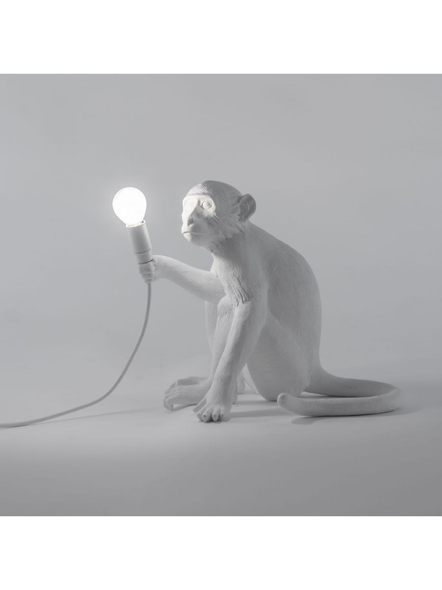 MONKEY SITTING lamp white