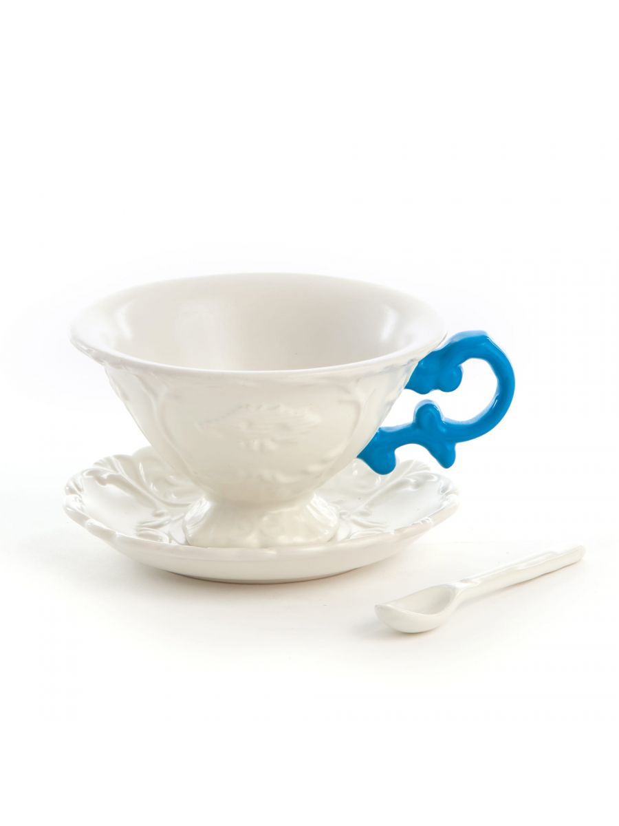 Cup with spoon and saucer I-WARES I-TEA blue