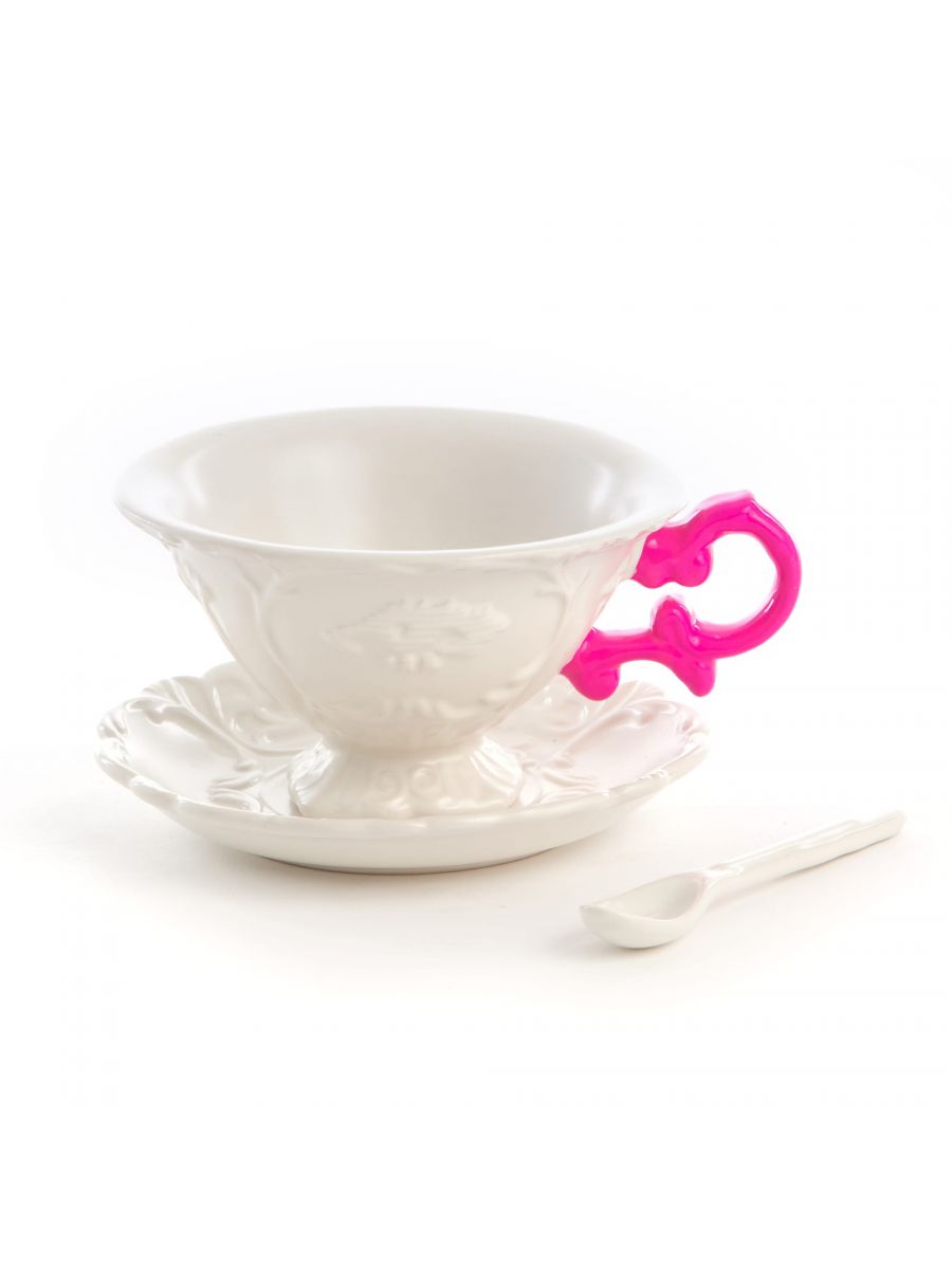 Cup with spoon and saucer I-WARES I-TEA fuchsia
