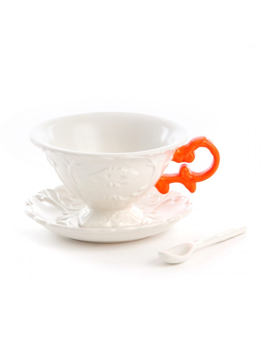 Cup with spoon and saucer I-WARES I-TEA orange