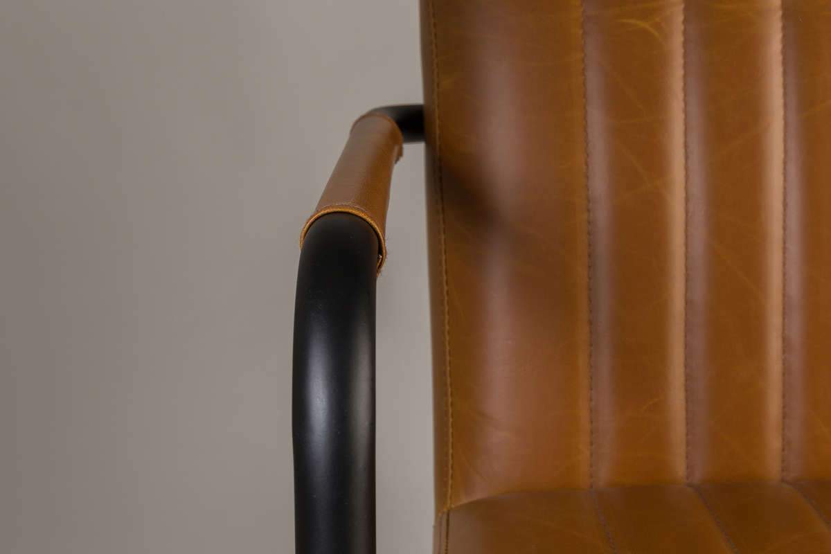 STITCHED ecological leather armchair cognac brown, Dutchbone, Eye on Design