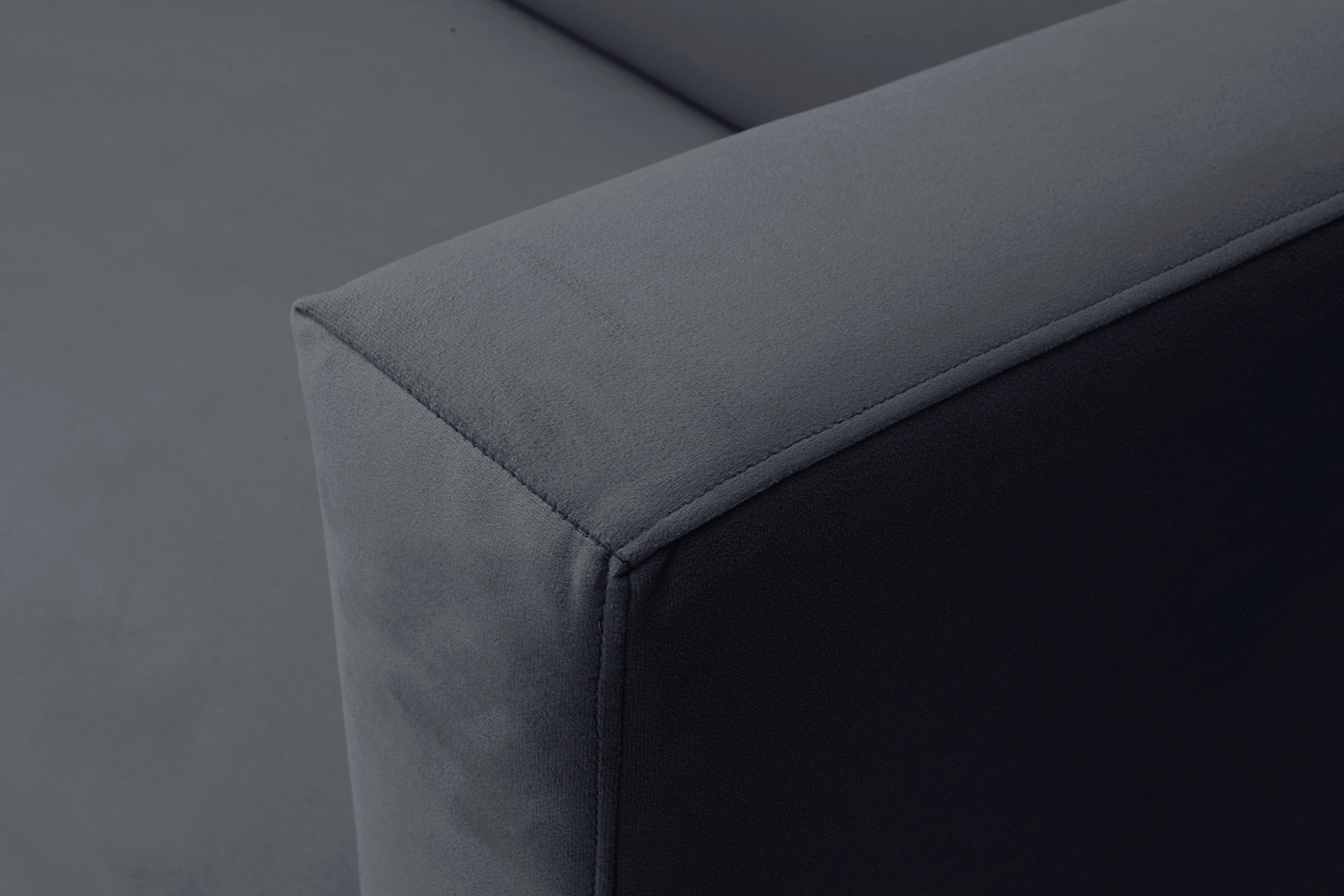 Velvet Sofa, "Neptune", 2 Seats, 145x79x76
 ,Dark Grey,Black Metal Frame, Windsor & Co, Eye on Design