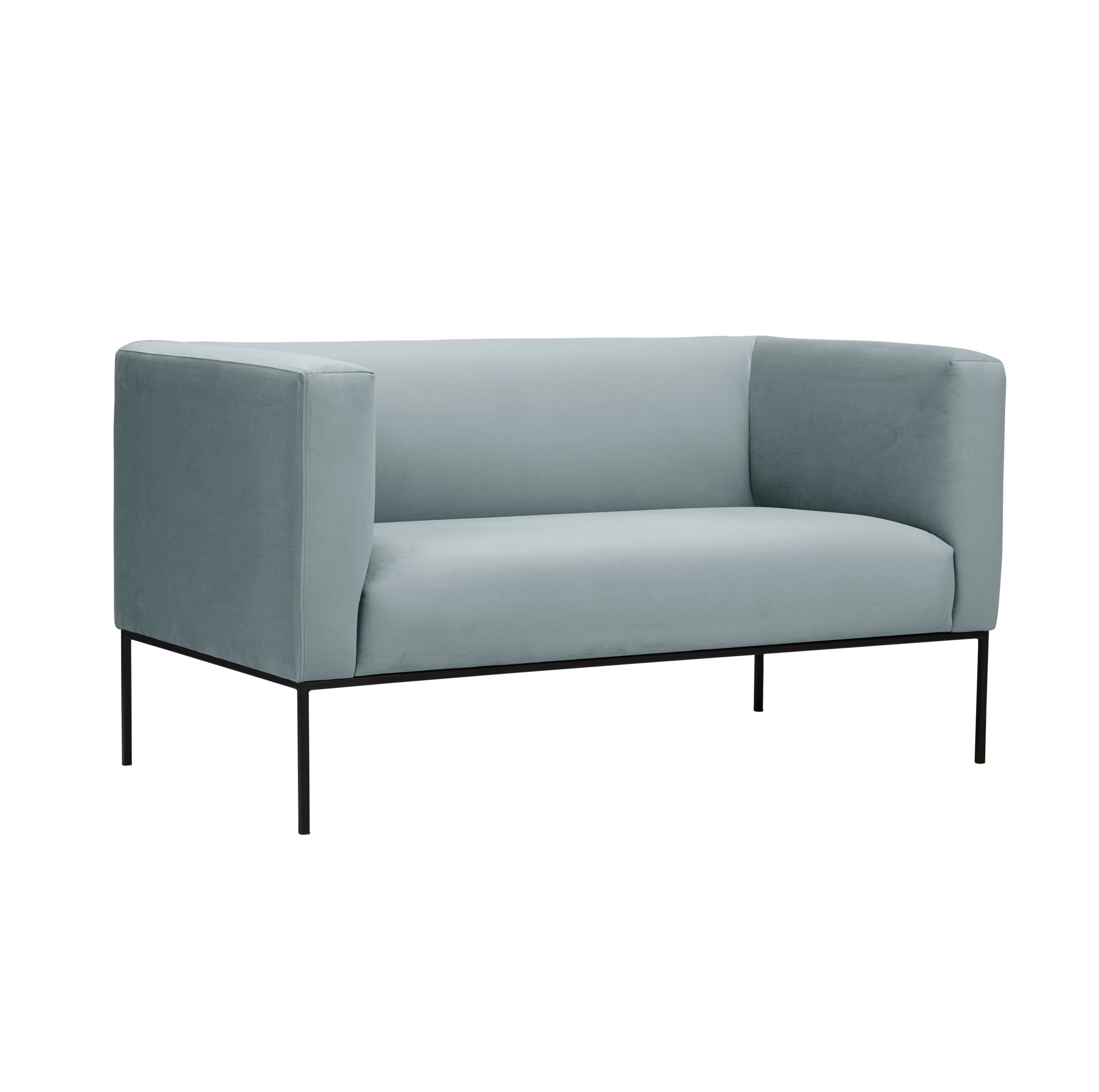 Velvet Sofa, "Neptune", 2 Seats, 145x79x76
 ,Grey,Black Metal Frame, Windsor & Co, Eye on Design