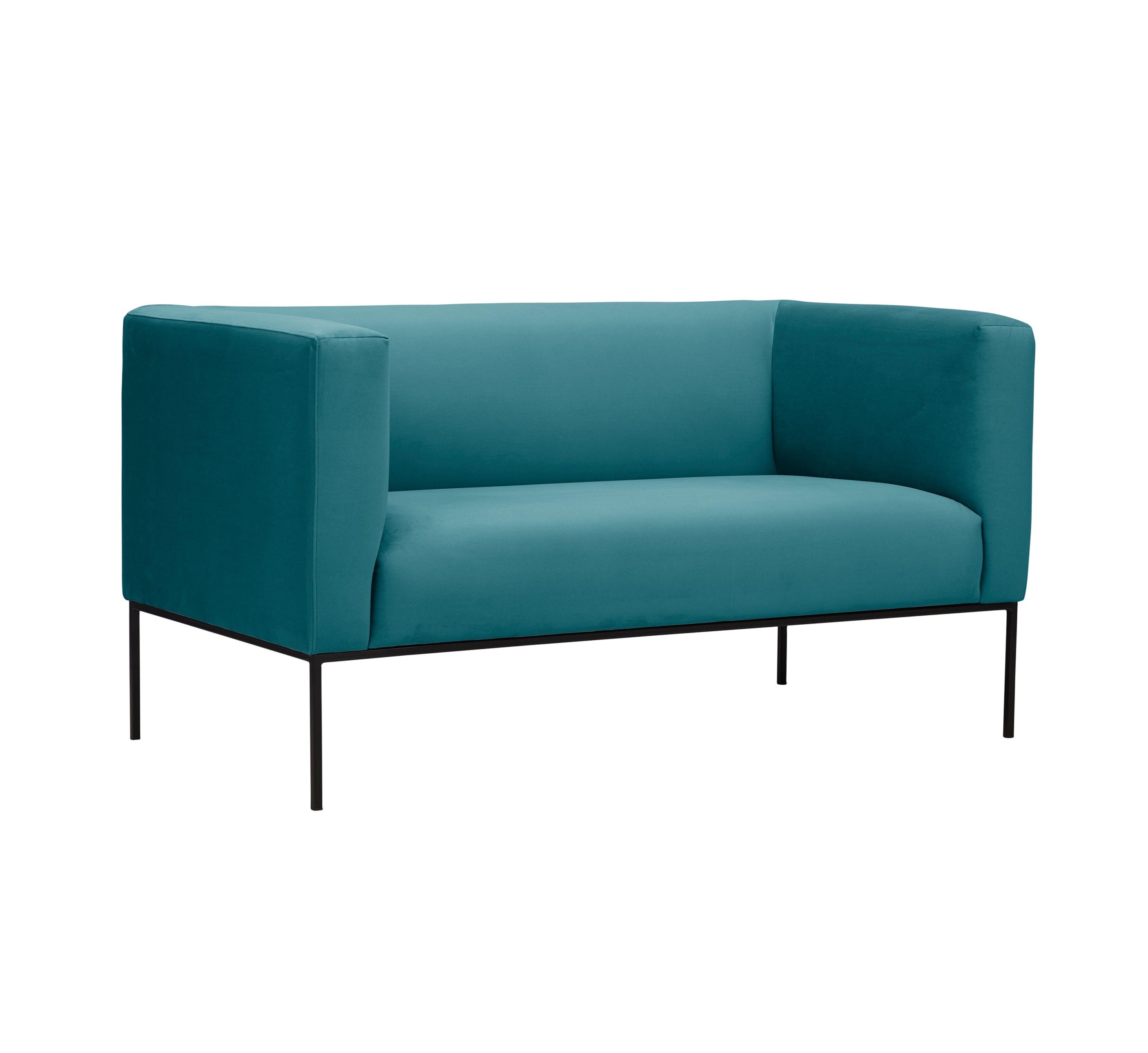 Velvet Sofa, "Neptune", 2 Seats, 145x79x76
 ,Turquoise,Black Metal Frame, Windsor & Co, Eye on Design