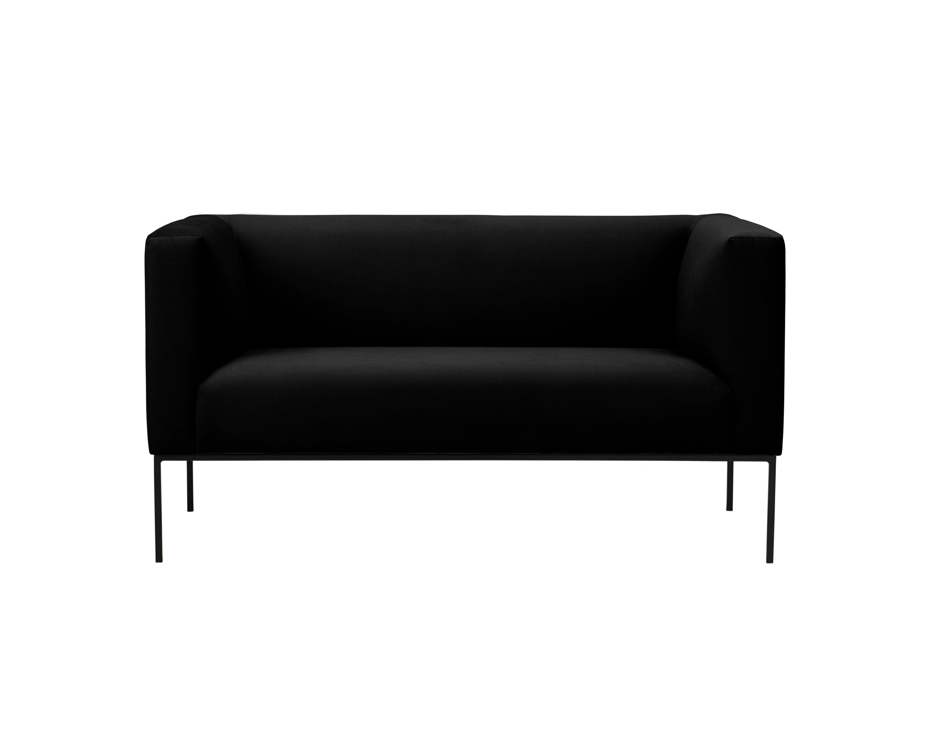 Velvet Sofa, "Neptune", 2 Seats, 145x79x76
 ,Black,Black Metal Frame, Windsor & Co, Eye on Design