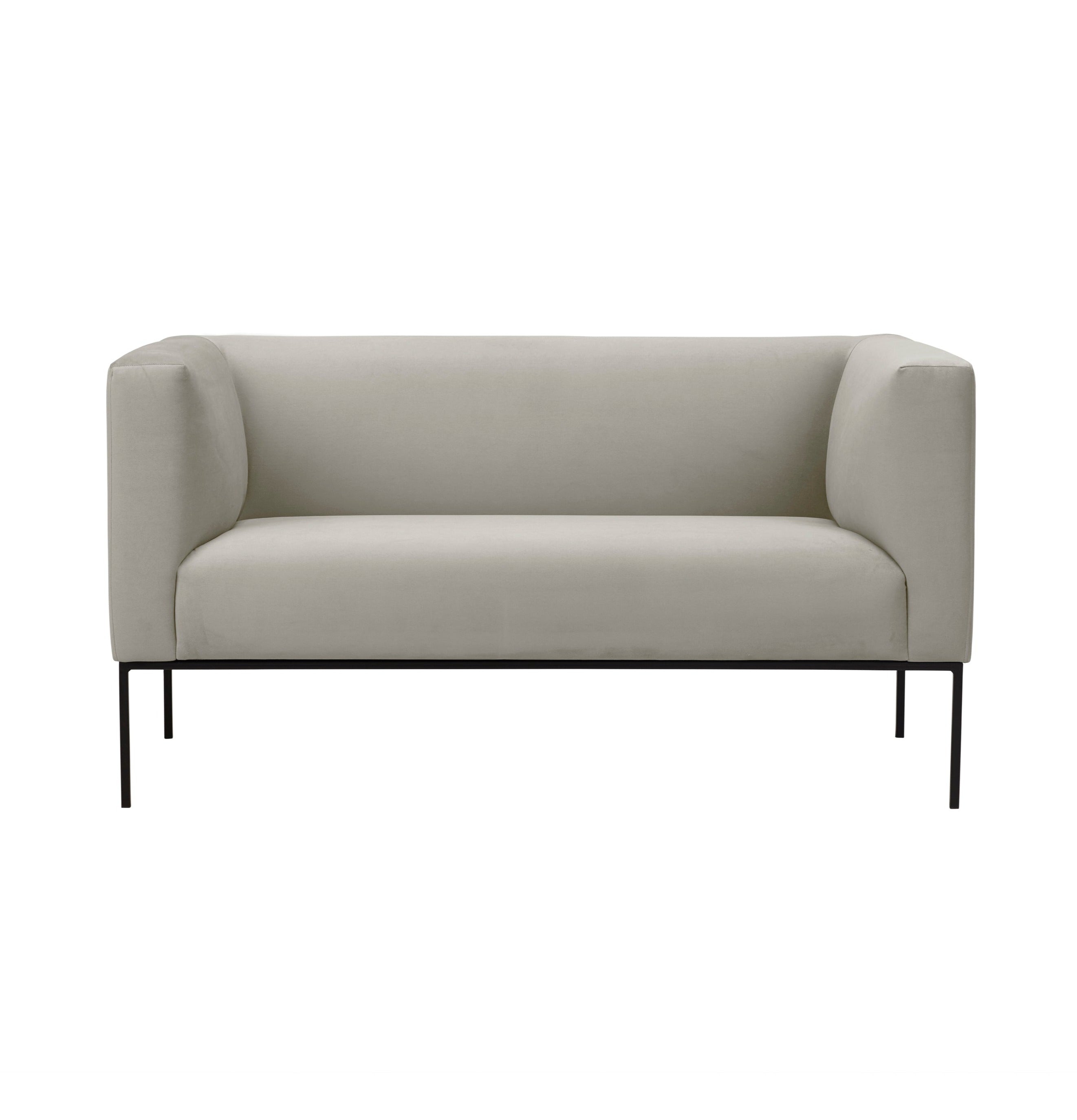 Velvet Sofa, "Neptune", 2 Seats, 145x79x76
 ,Beige,Black Metal Frame, Windsor & Co, Eye on Design
