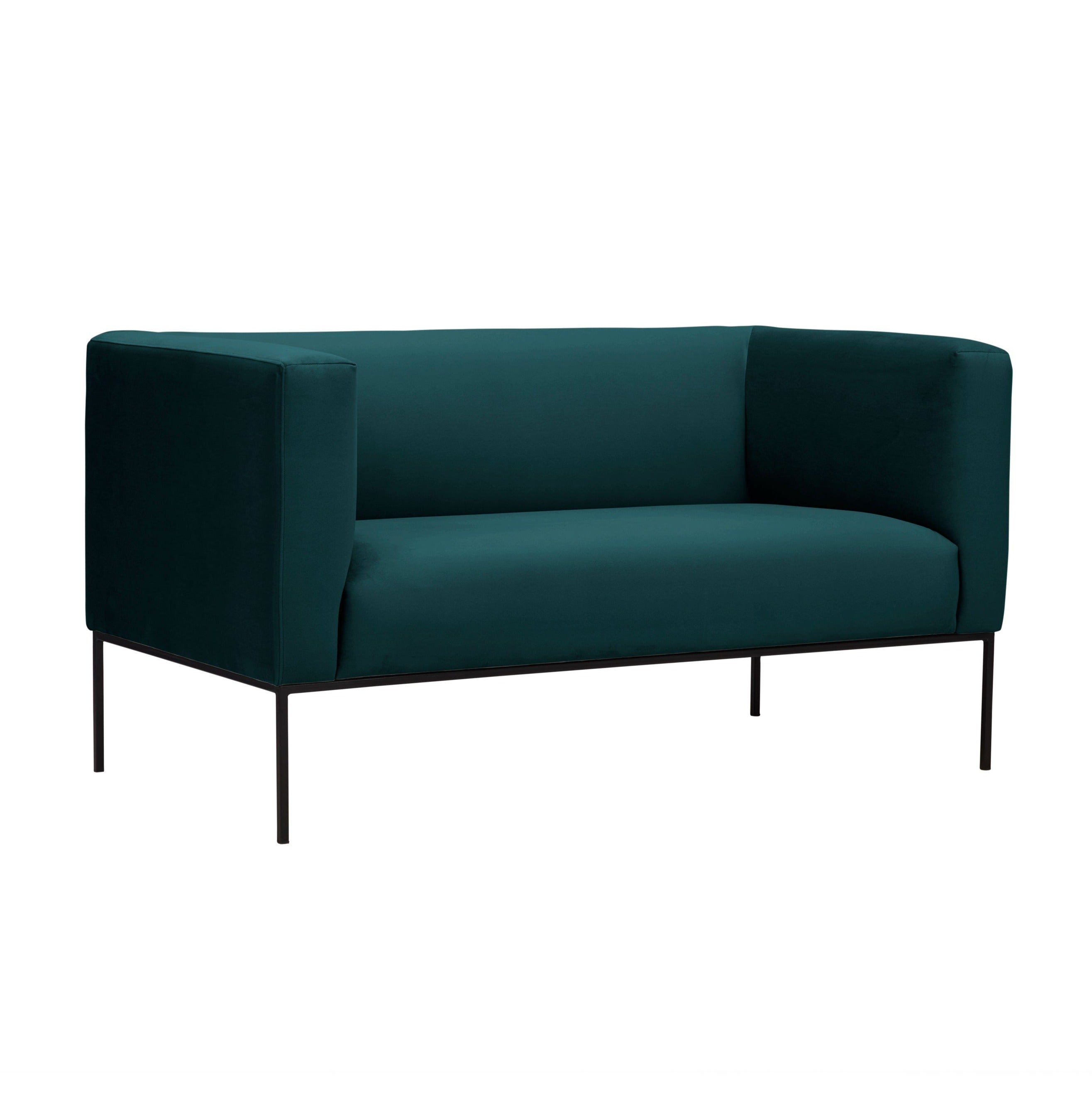 Velvet Sofa, "Neptune", 2 Seats, 145x79x76
 ,Petrol,Black Metal Frame, Windsor & Co, Eye on Design