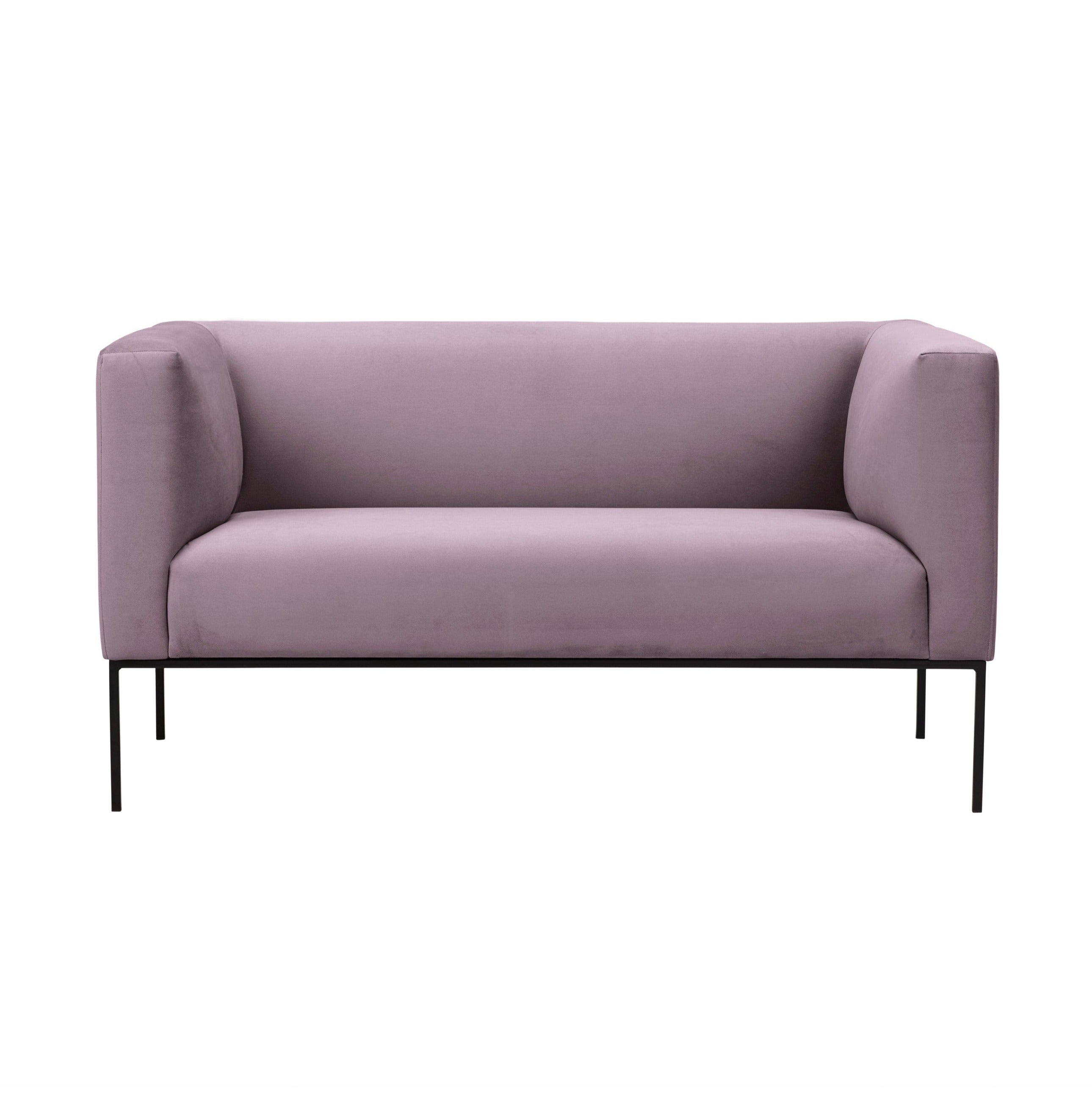 Velvet Sofa, "Neptune", 2 Seats, 145x79x76
 ,Pink,Black Metal Frame, Windsor & Co, Eye on Design