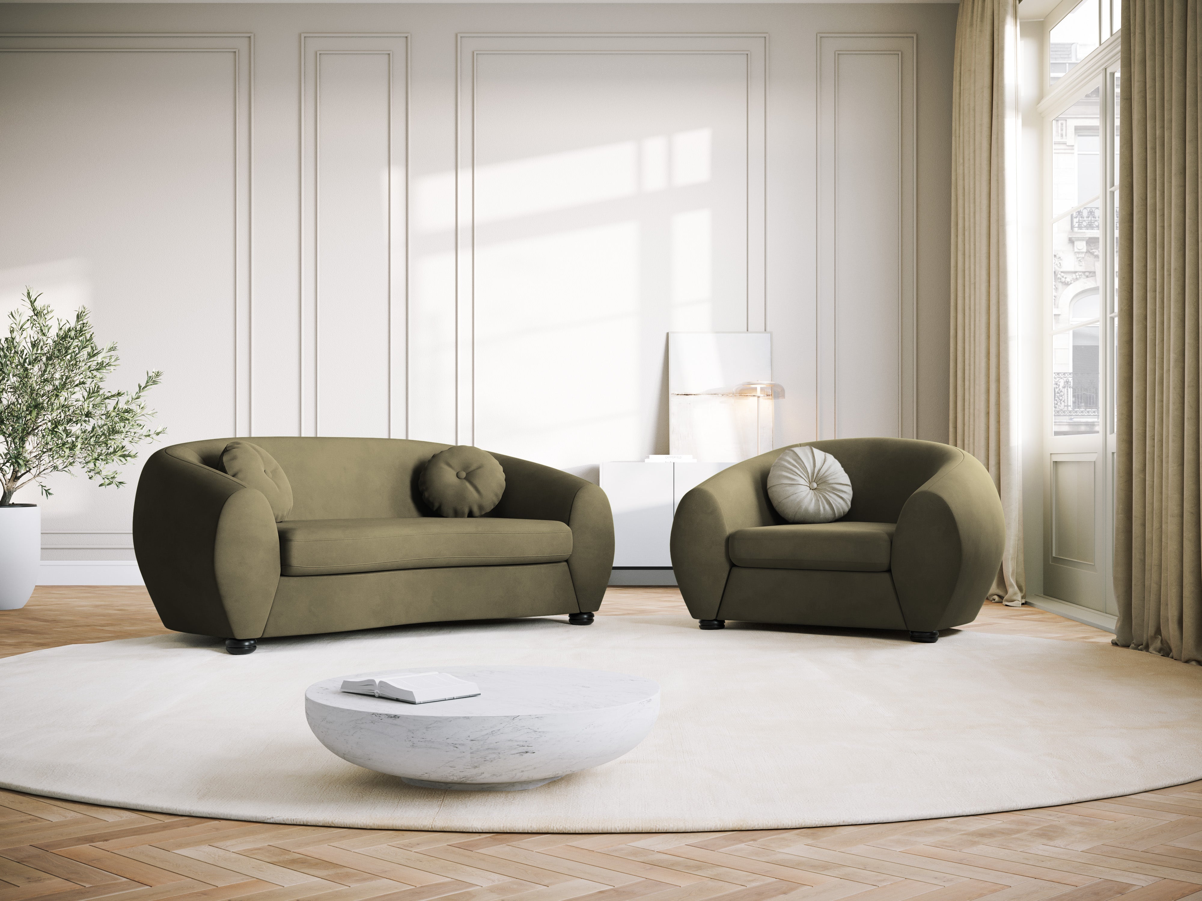 Sofa aksamitna 2-osobowa ELARA zielony, Windsor & Co, Eye on Design