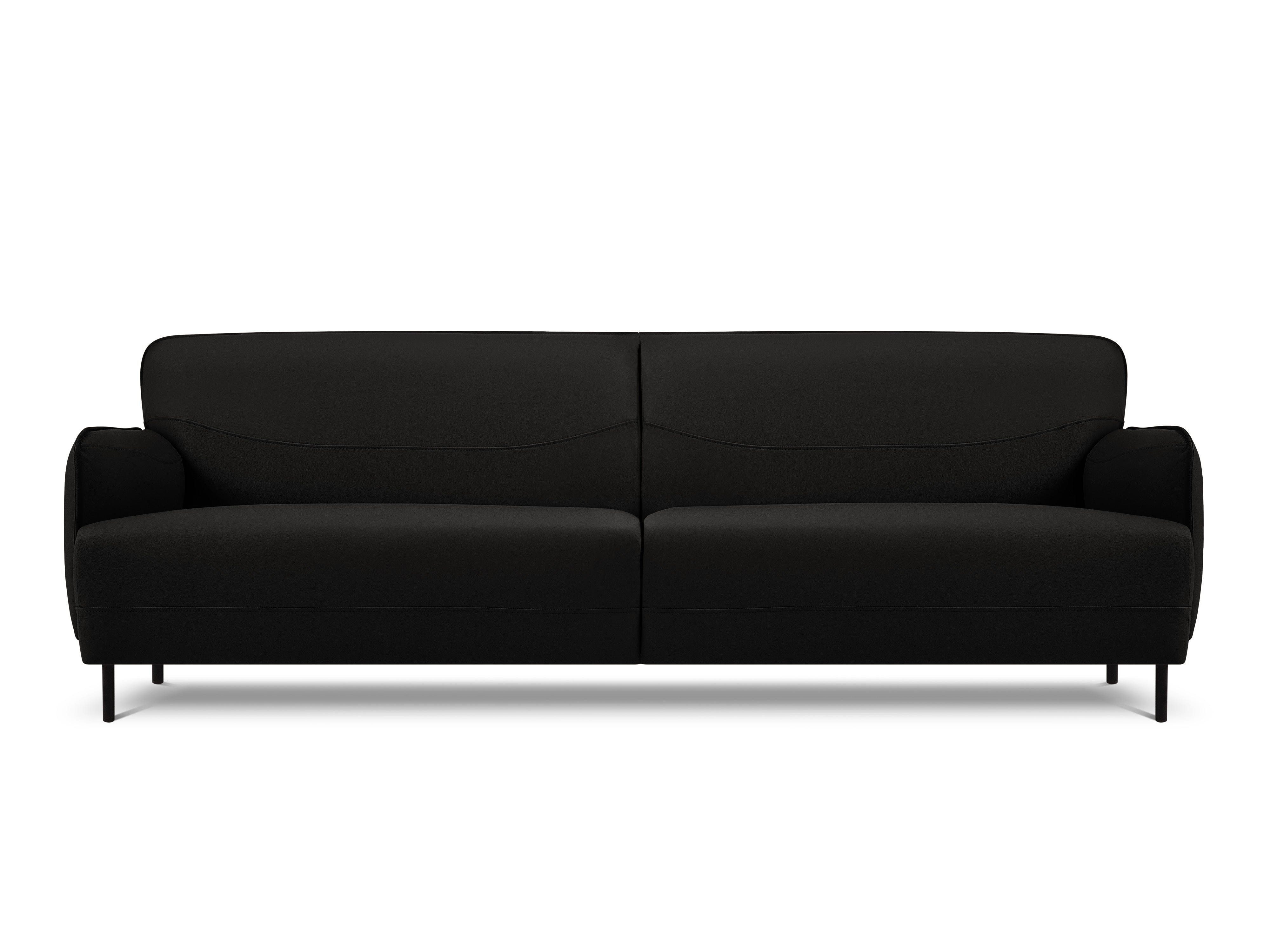Genuine Leather Sofa, "Neso", 3 Seats, 235x90x76
 ,Black,Black Metal, Windsor & Co, Eye on Design