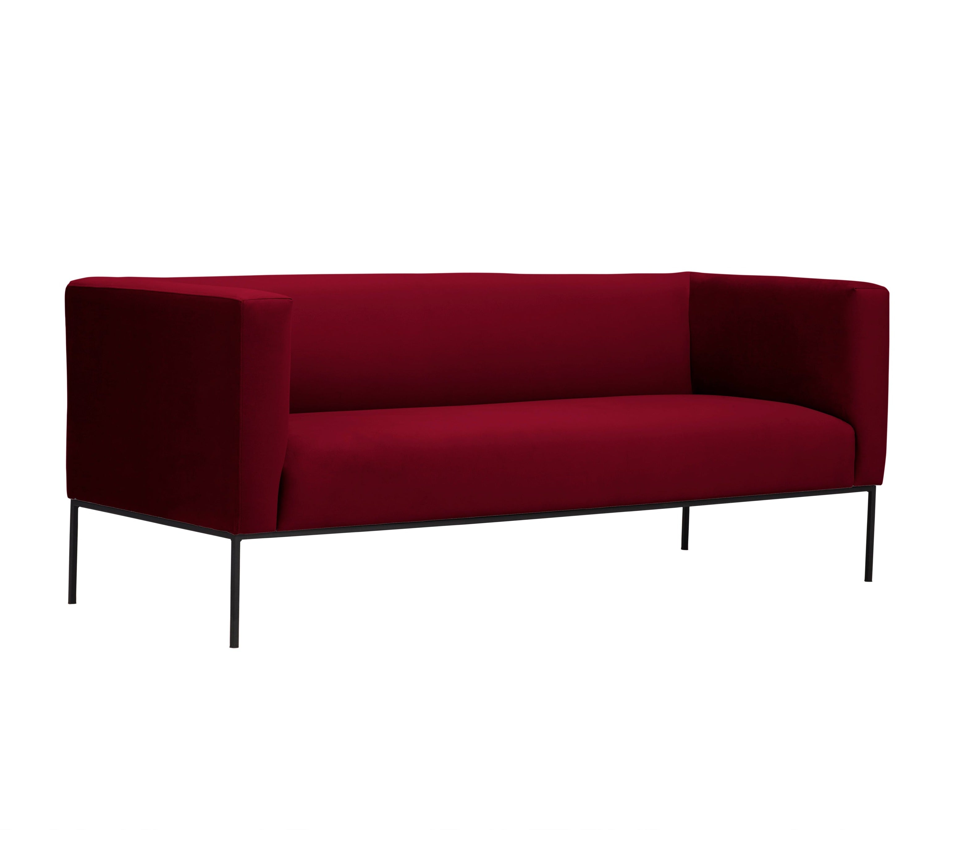 Velvet Sofa, "Neptune", 3 Seats, 195x79x76
 ,Red,Black Metal Frame, Windsor & Co, Eye on Design